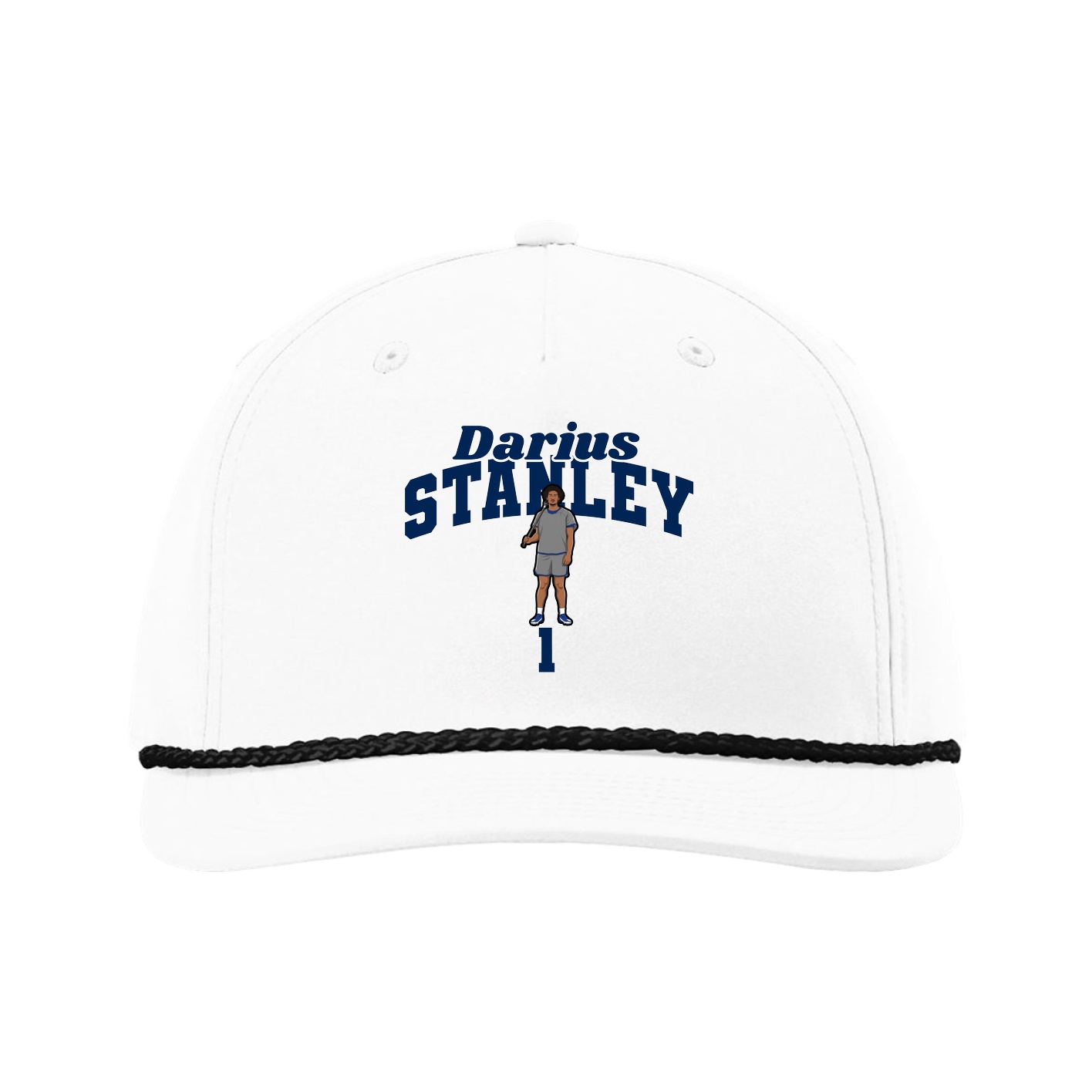 Five-Panel Classic Rope Cap — Signature Arch in White