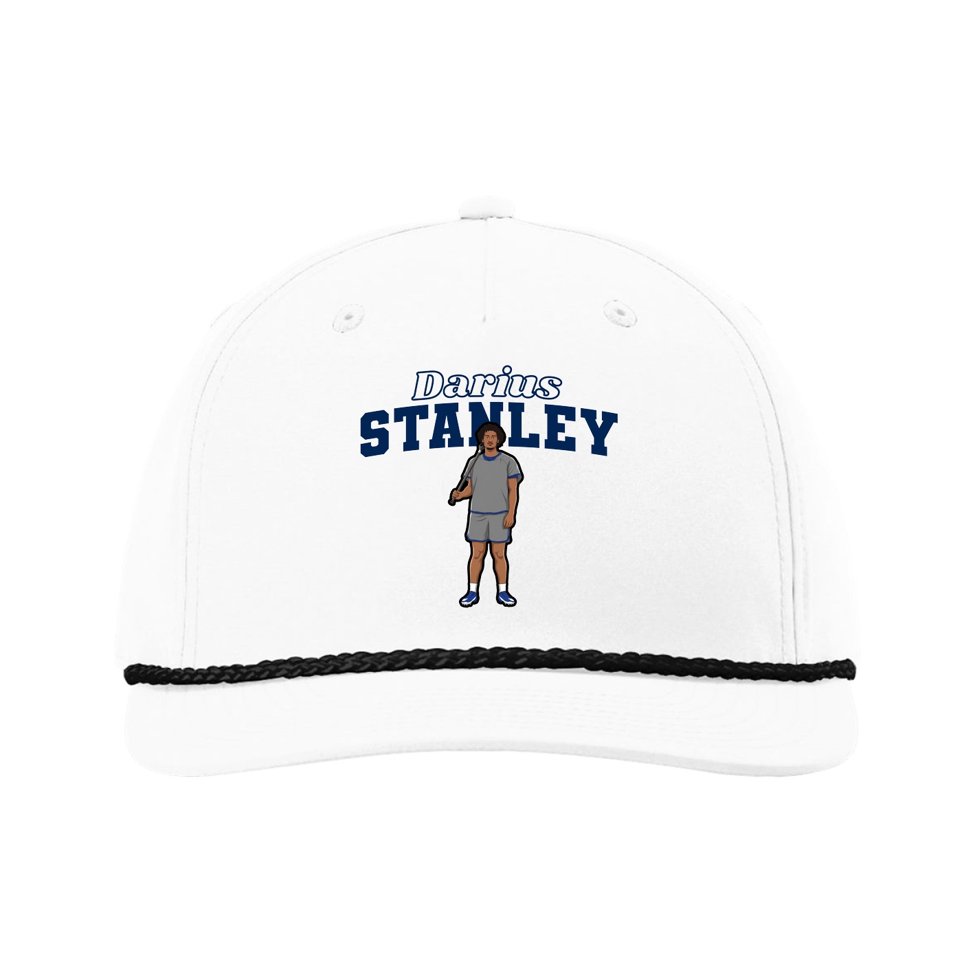 Five-Panel Classic Rope Cap — Name Arch in White