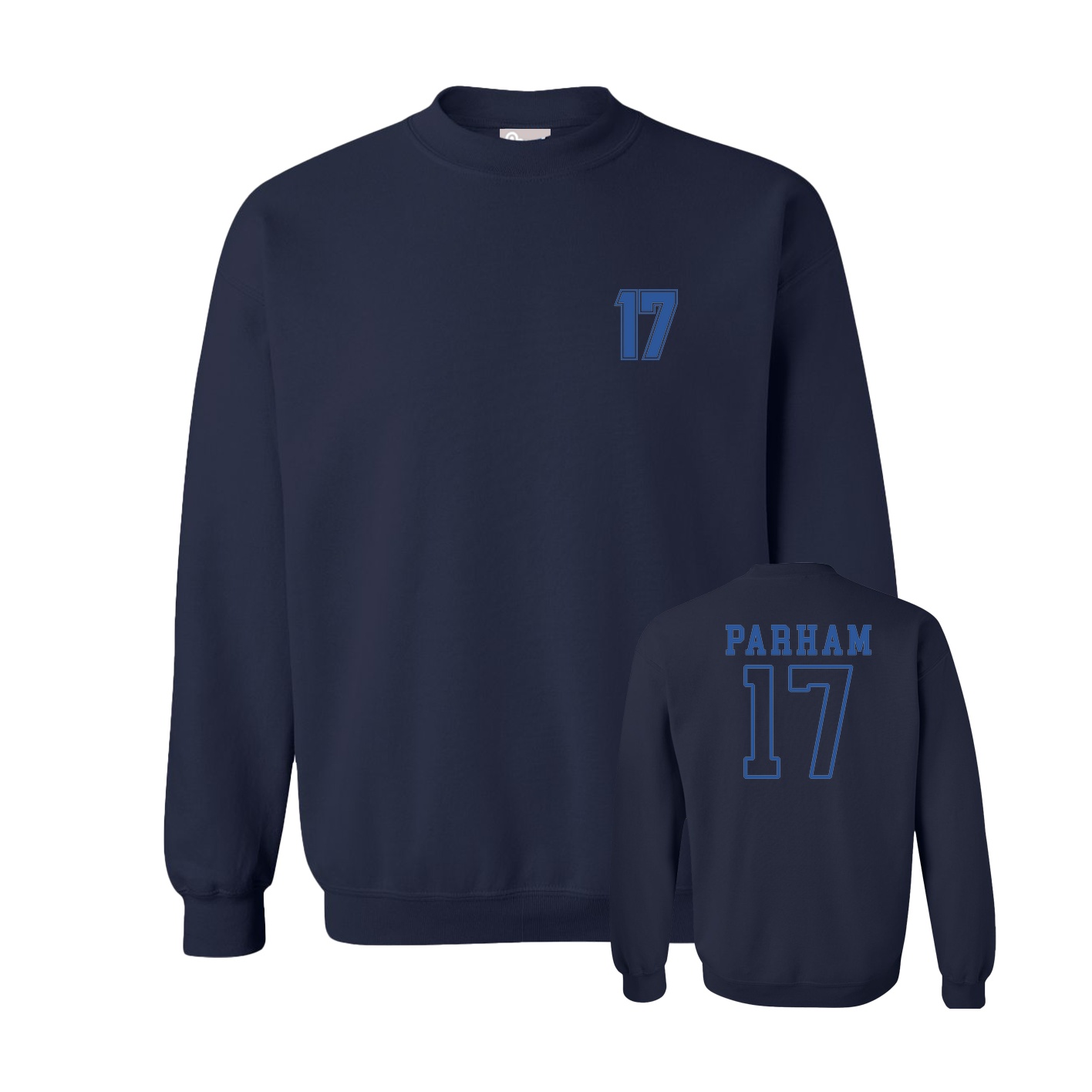 Fleece Crew — Chest Back in Navy