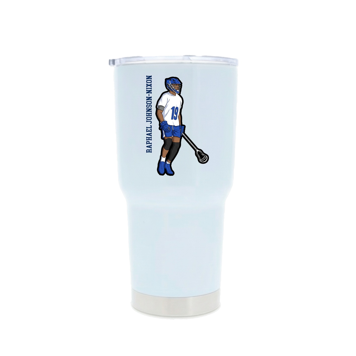 30oz Stainless Steel Tumbler — Name Vertical in White