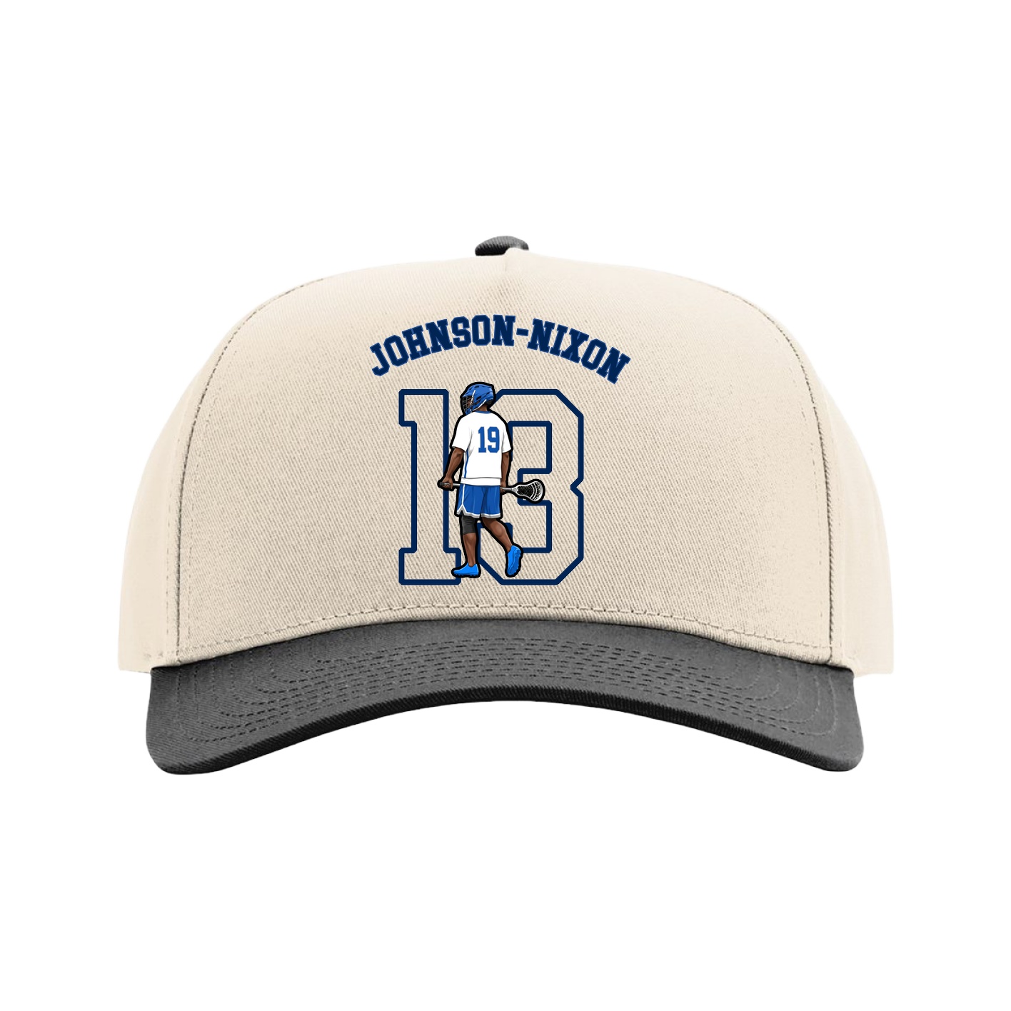 Full Fabric Five-Panel Champ Cap — Shirsey Arch in Cream/Black
