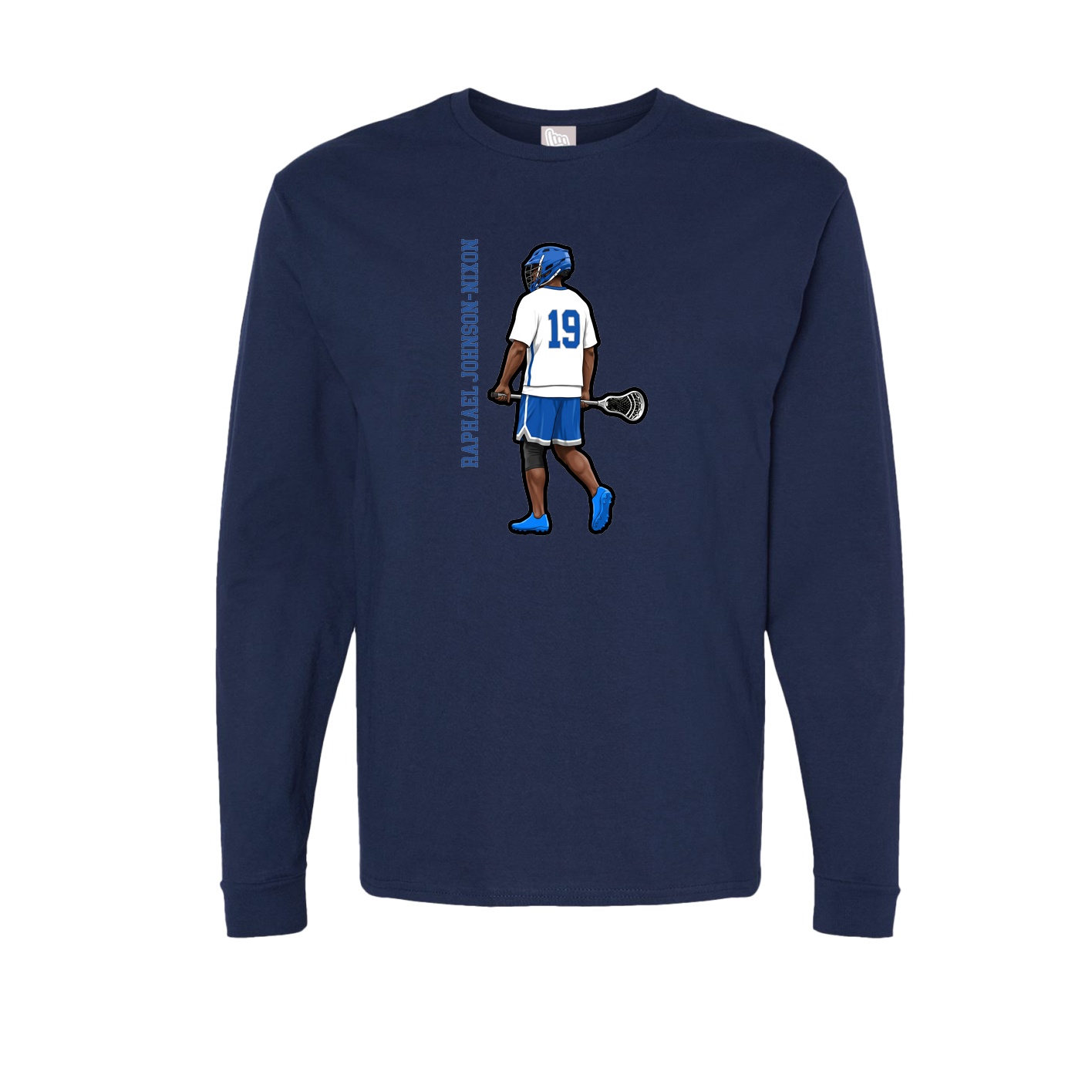 Long Sleeve Tee — Name Vertical in Navy