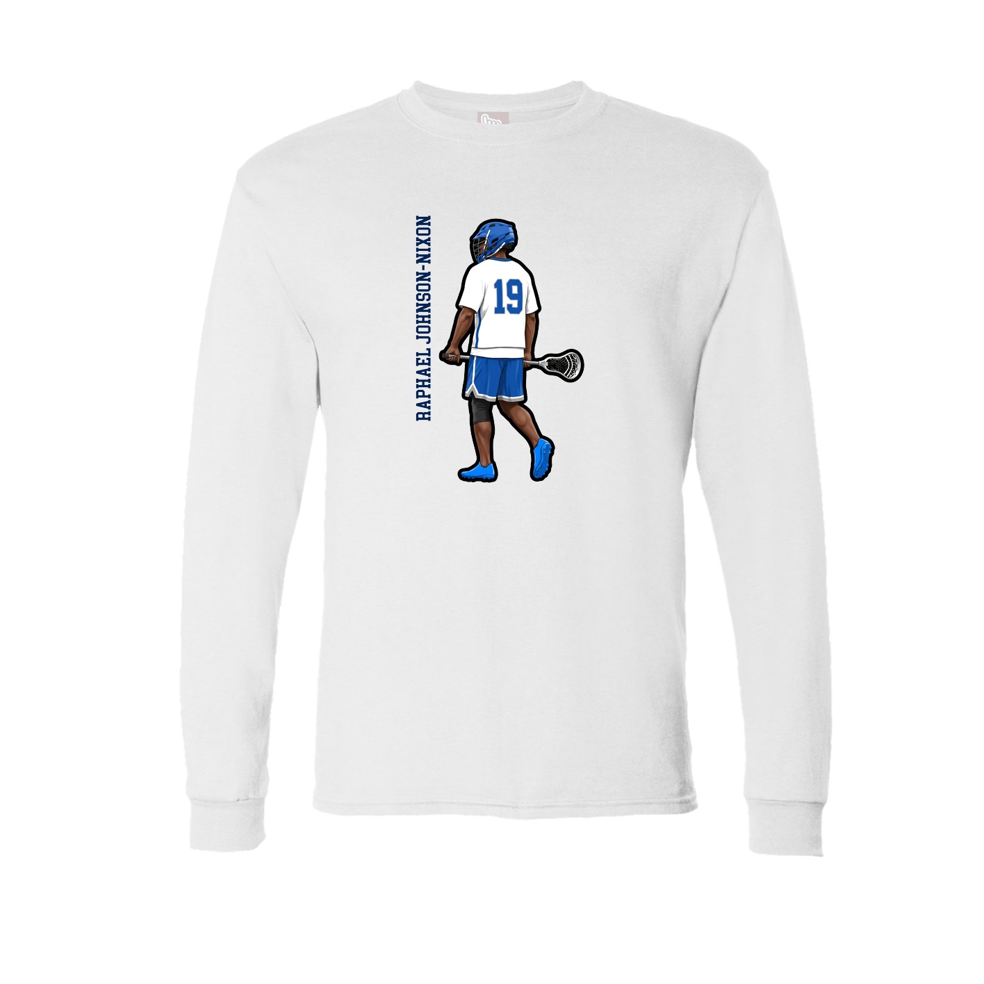 Long Sleeve Tee — Name Vertical in White