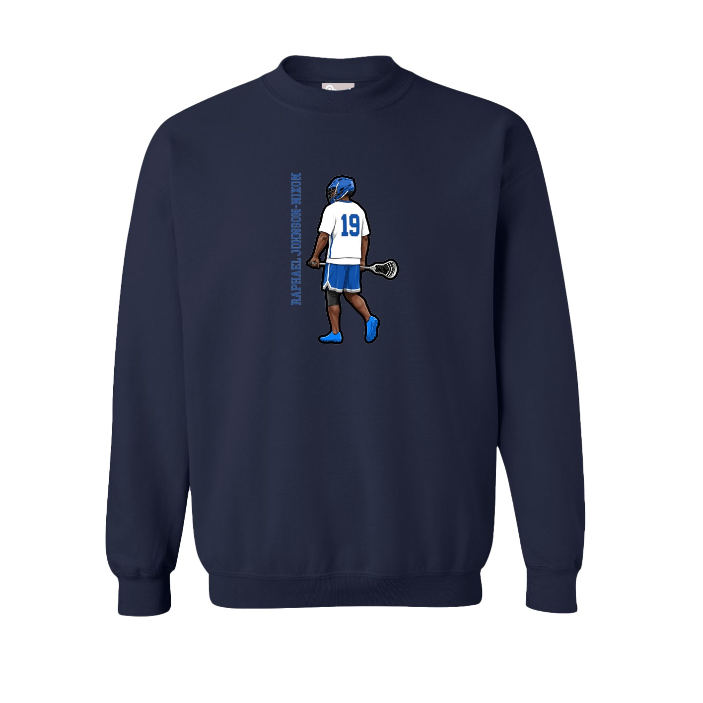 Fleece Crew — Name Vertical in Navy
