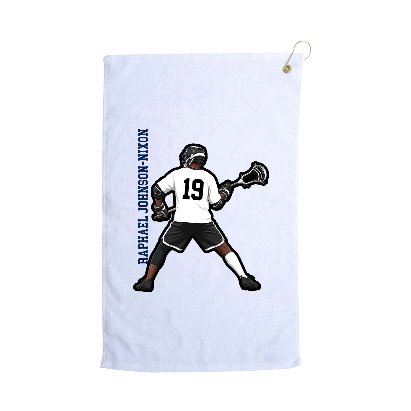 Golf Towel — Name Vertical in White