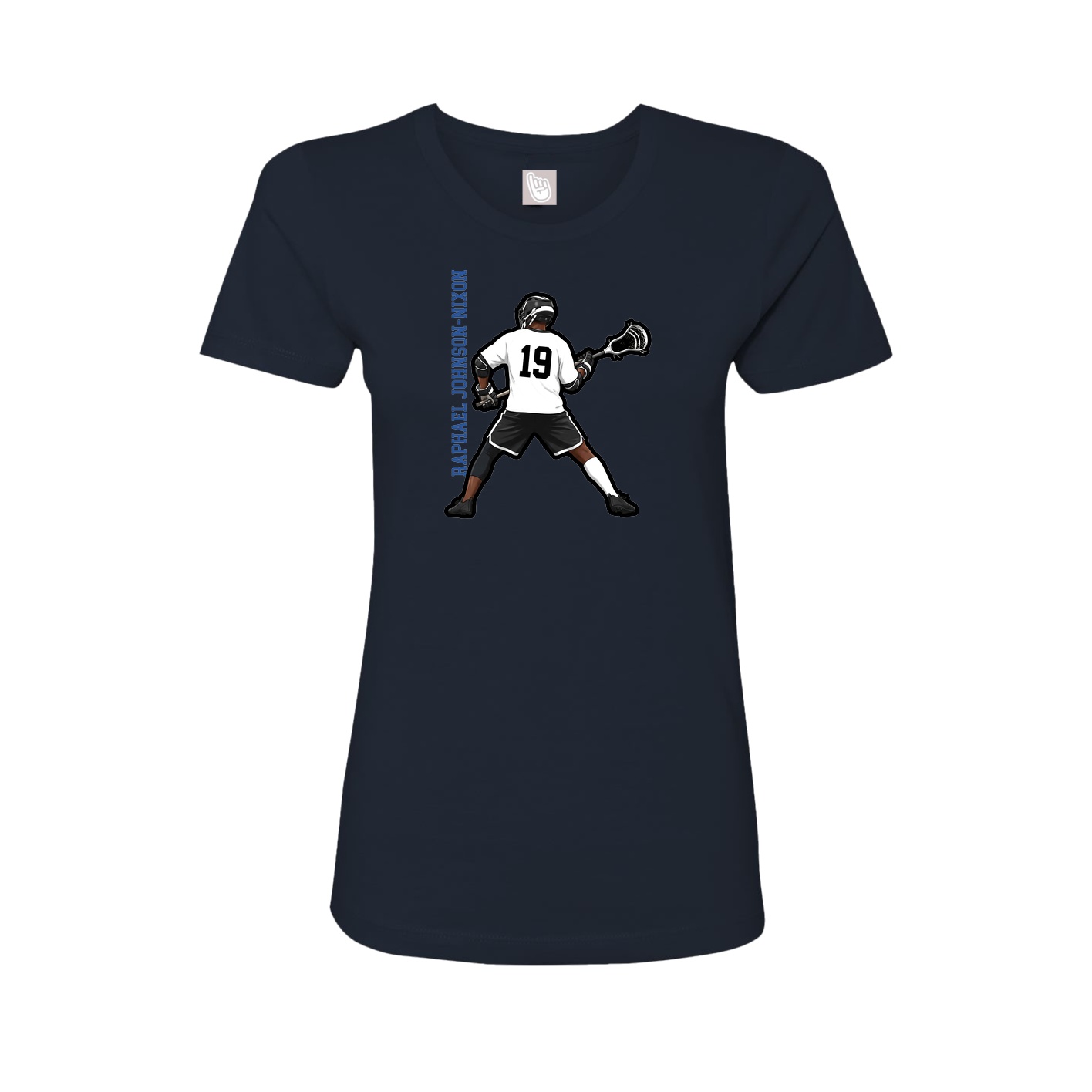 Womens Tee — Name Vertical in Navy