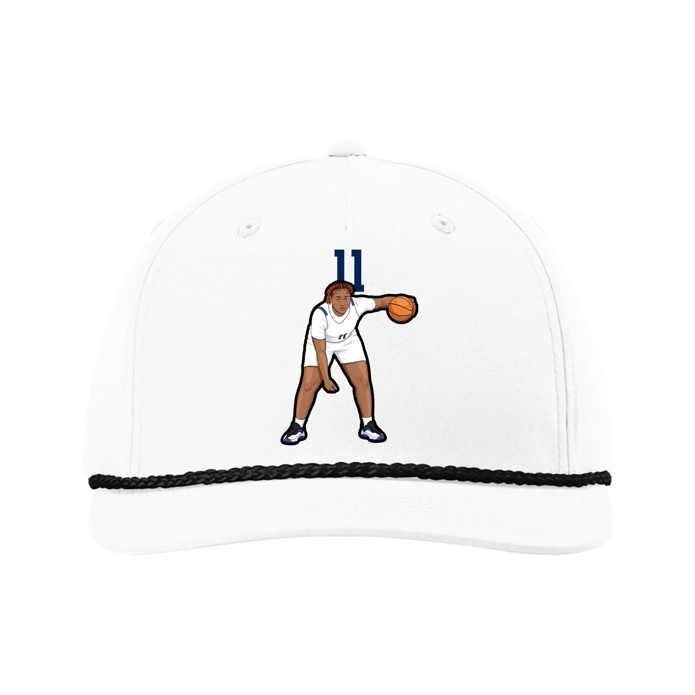 Five-Panel Classic Rope Cap — Number Top in White
