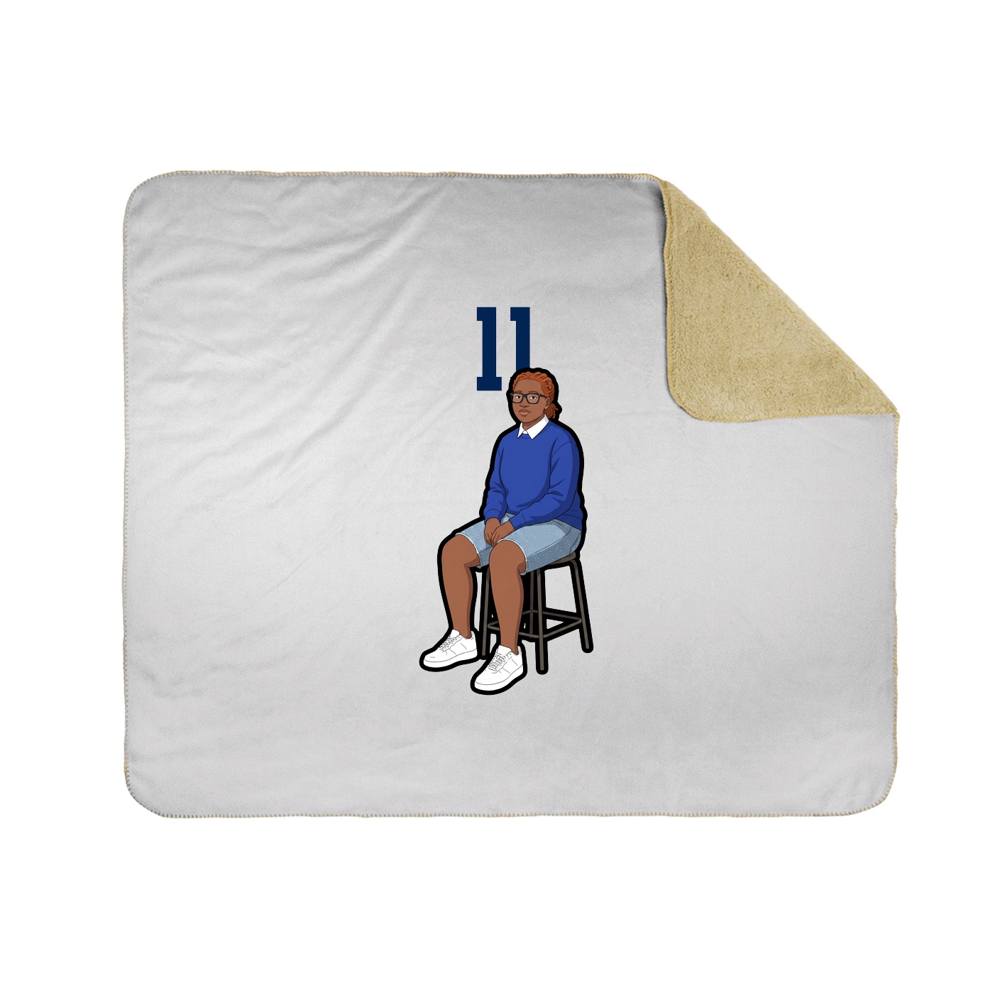 Throw Blanket — Number Top in White