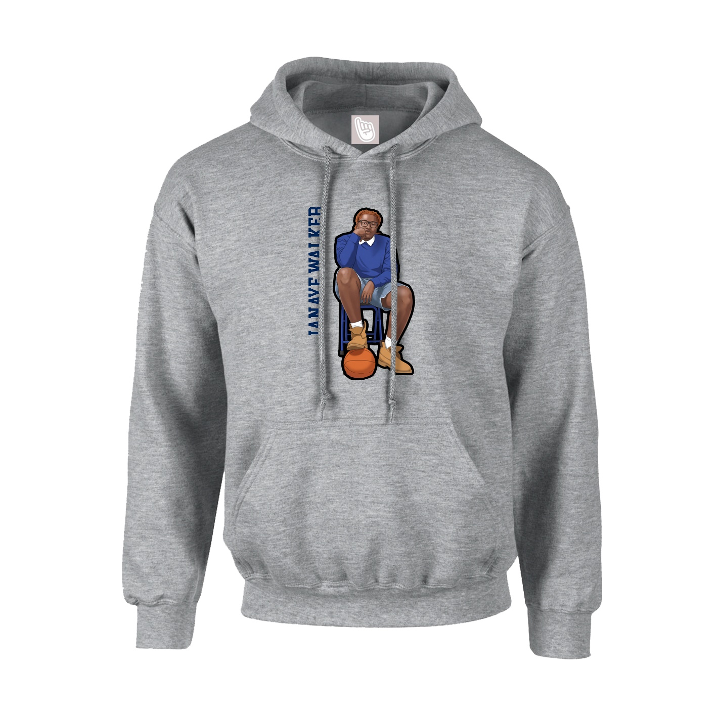Hoodie — Name Vertical in Grey
