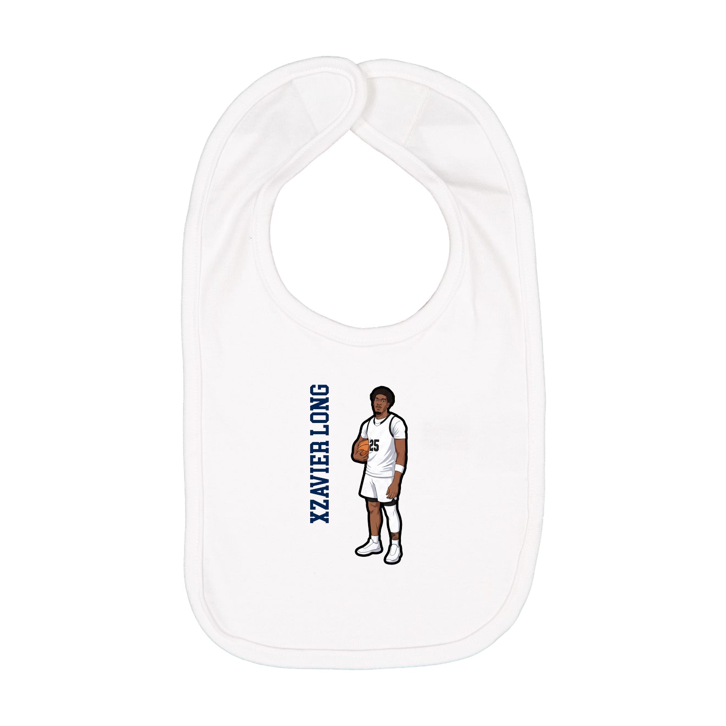 Infant Bib — Name Vertical in White