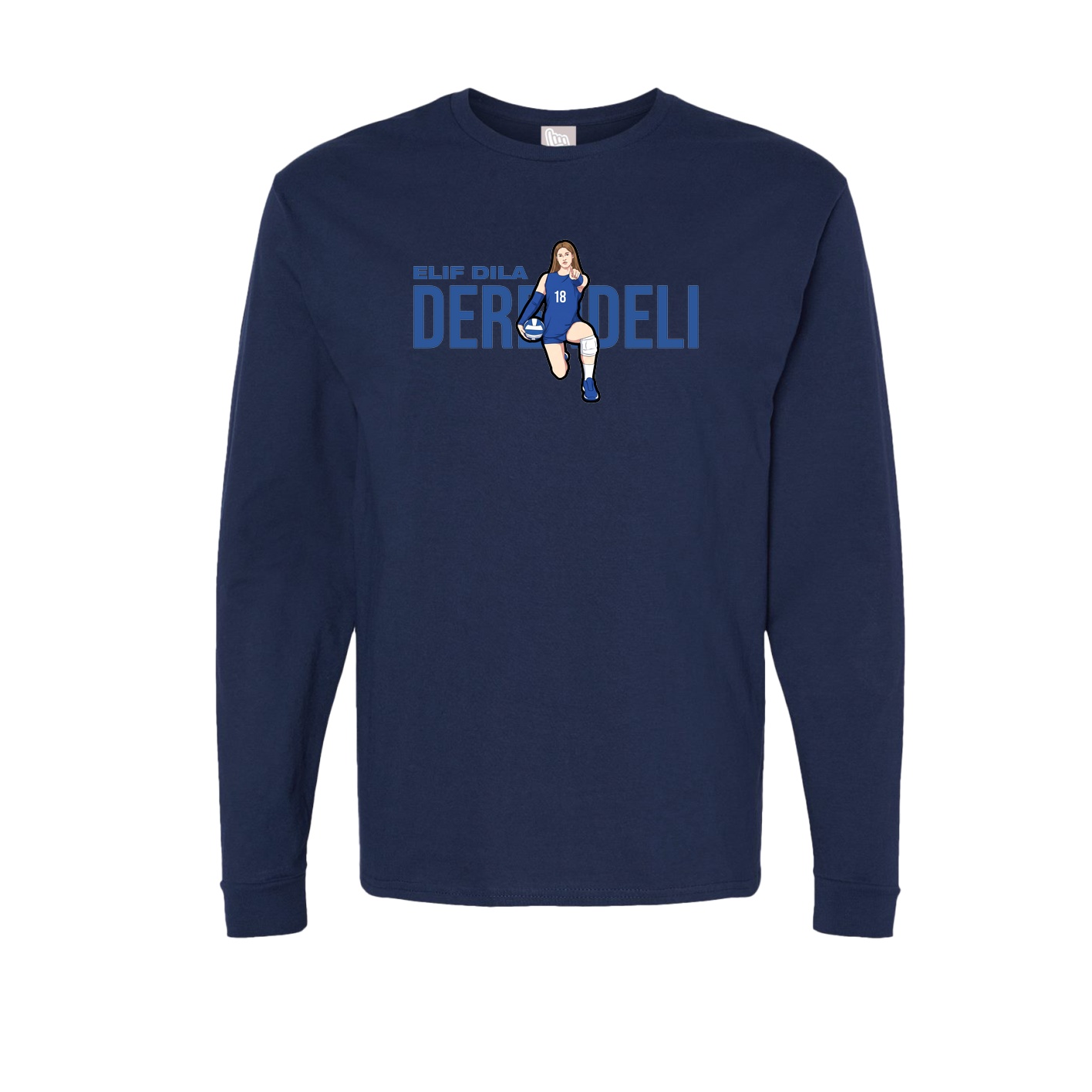 Long Sleeve Tee — Player Name in Navy