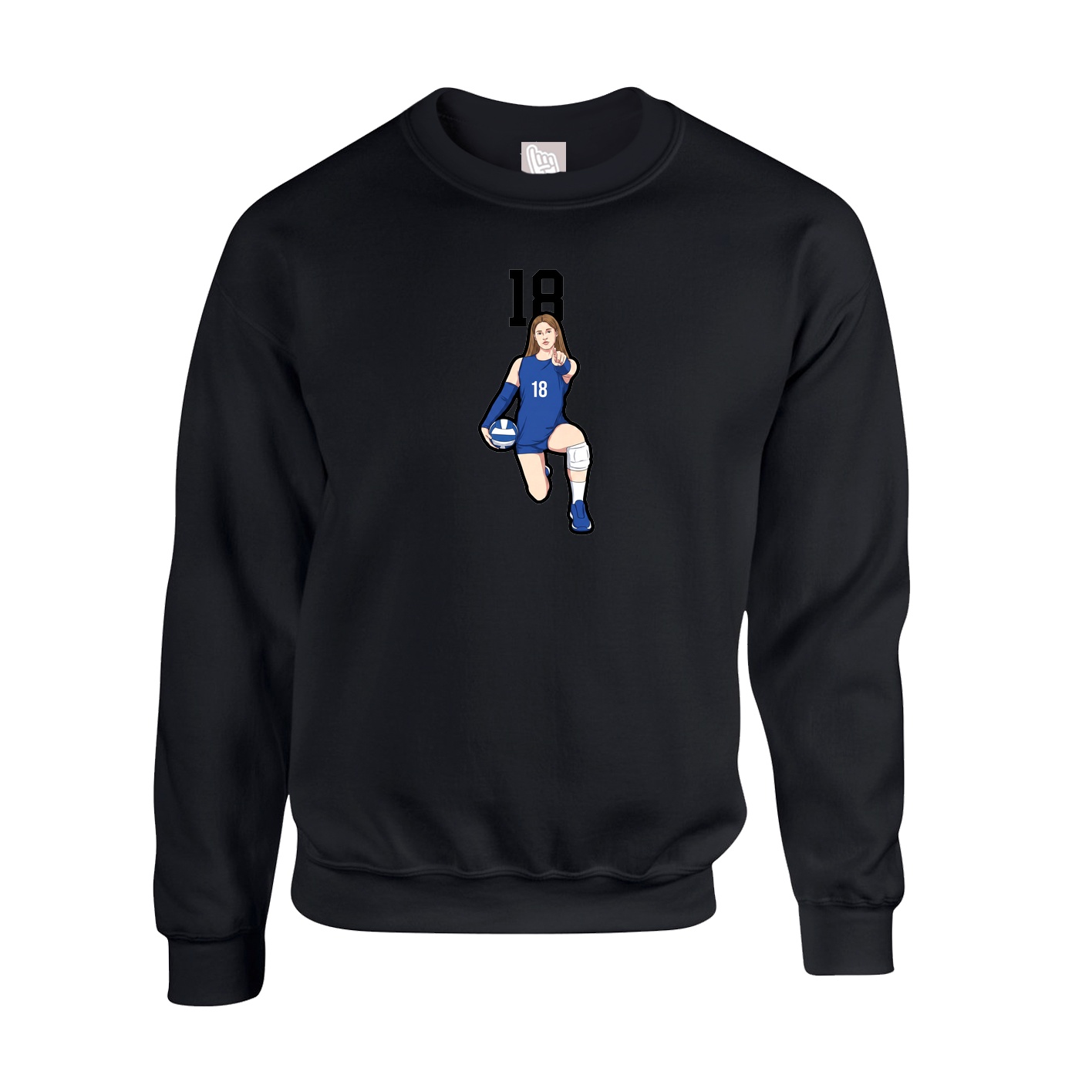 Fleece Crew — Number Top in Black