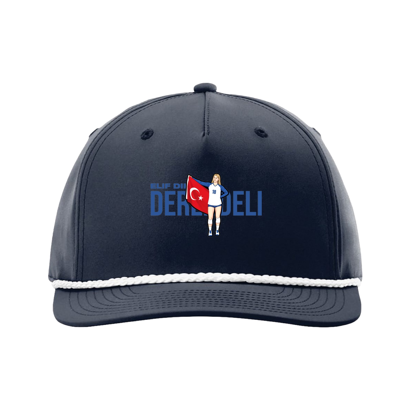 Five-Panel Classic Rope Cap — Player Name in Navy