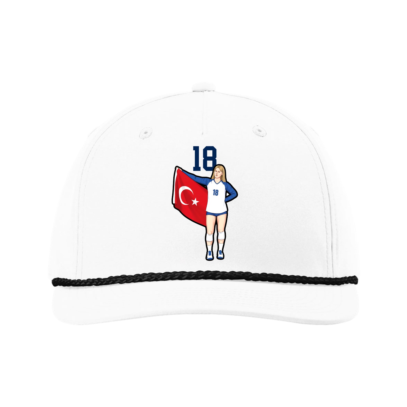 Five-Panel Classic Rope Cap — Number Top in White