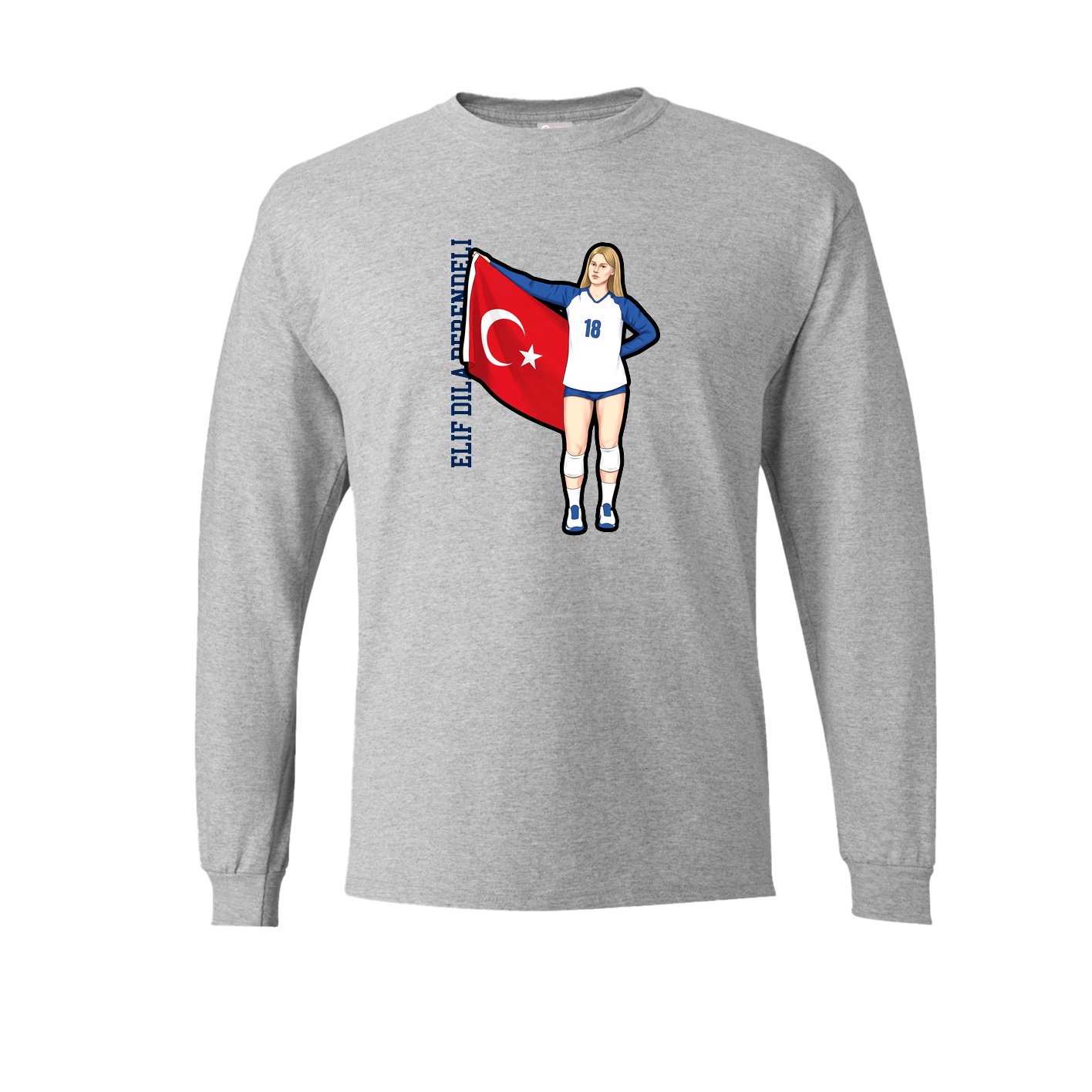 Long Sleeve Tee — Name Vertical in Grey
