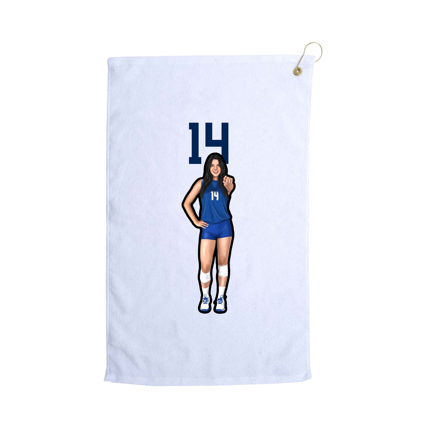 Golf Towel — Number Top in White