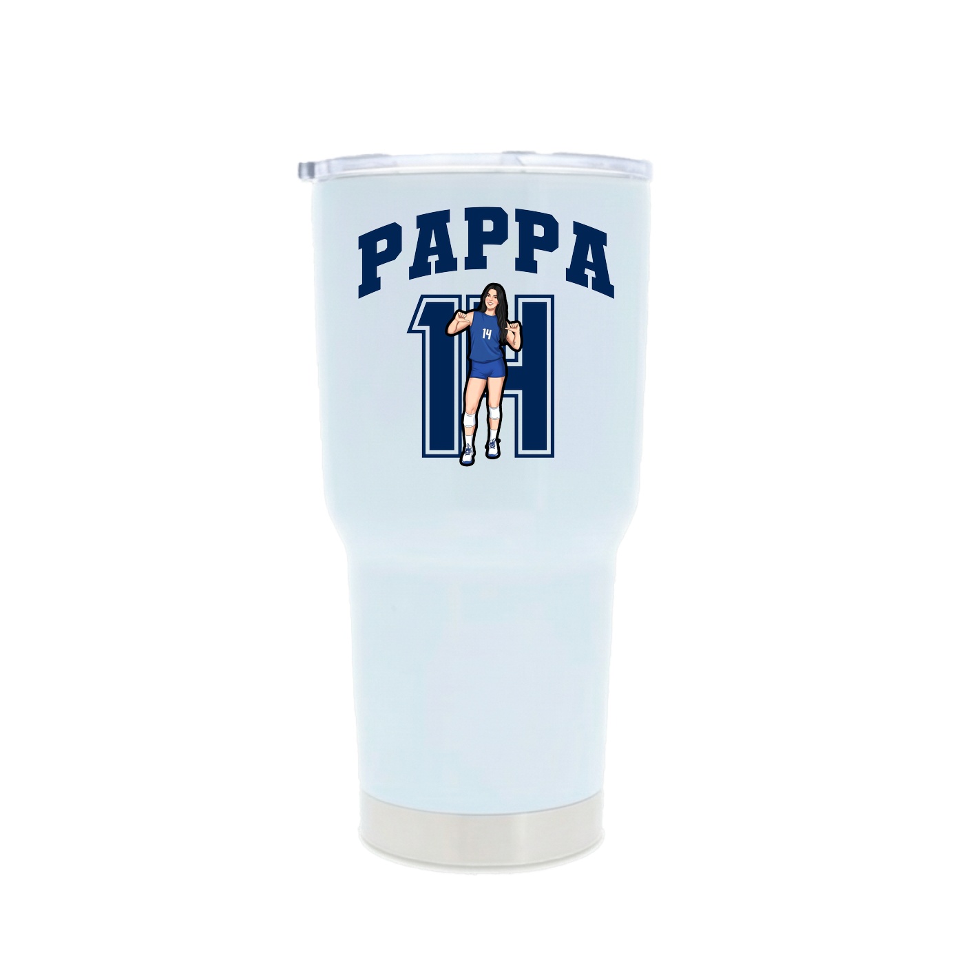 30oz Stainless Steel Tumbler — Number in White