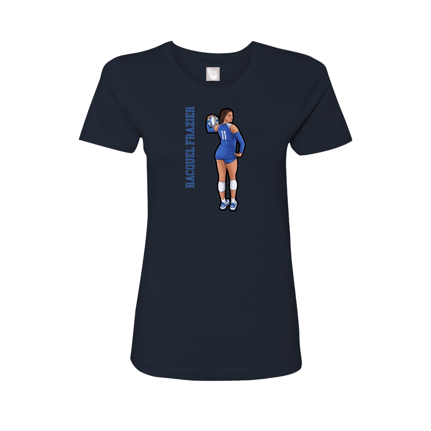 Fitted Women's Tee — Name Vertical in Navy