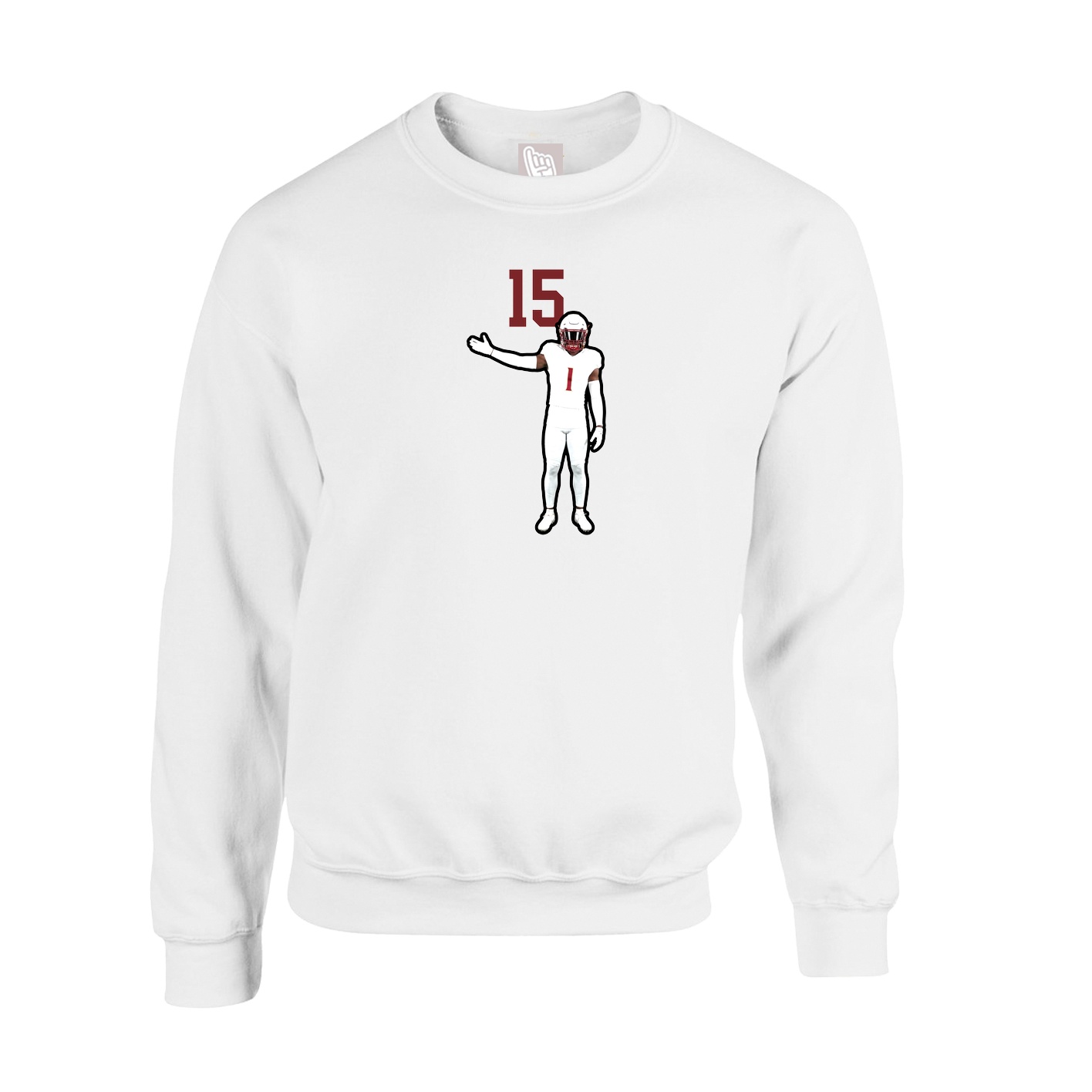 Fleece Crew — Number Top in White