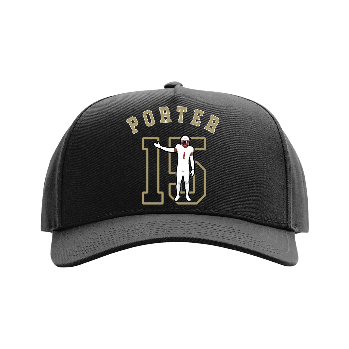 Full Fabric Five-Panel Champ Cap — Shirsey Arch in Black