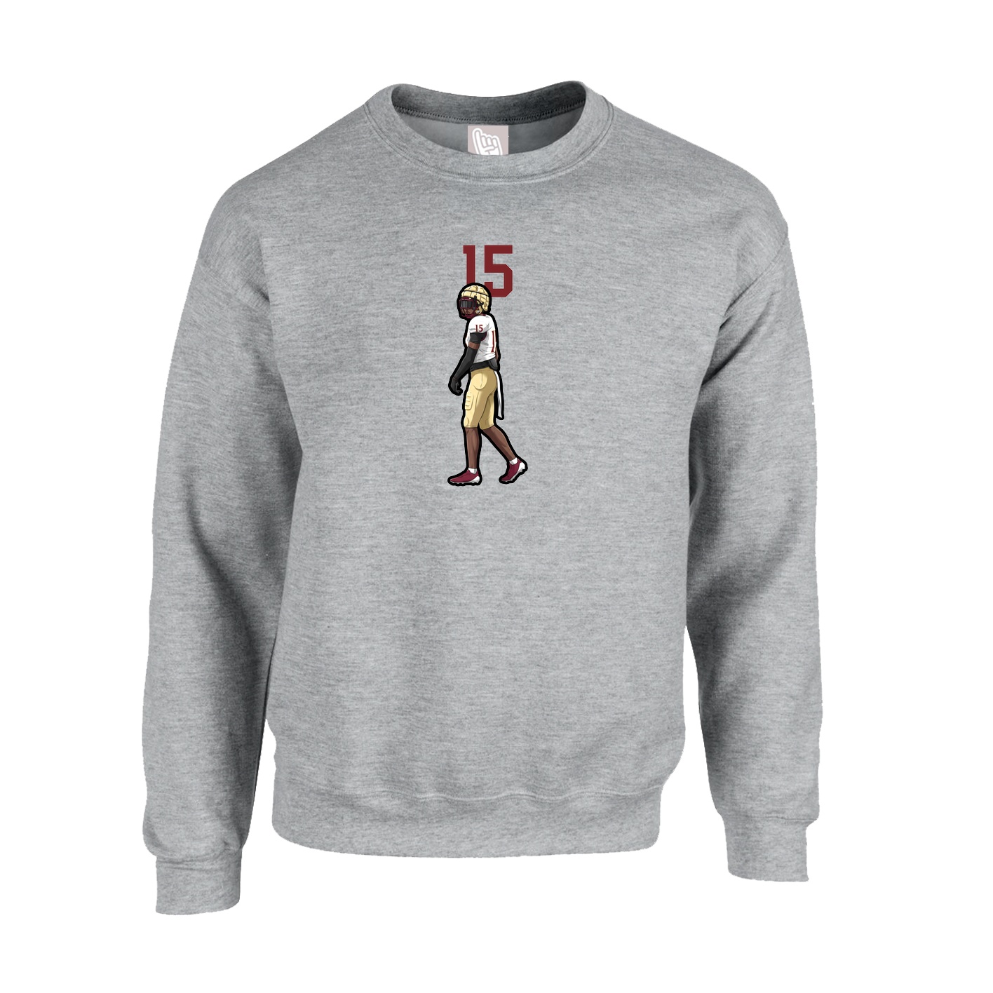 Fleece Crew — Number Top in Grey