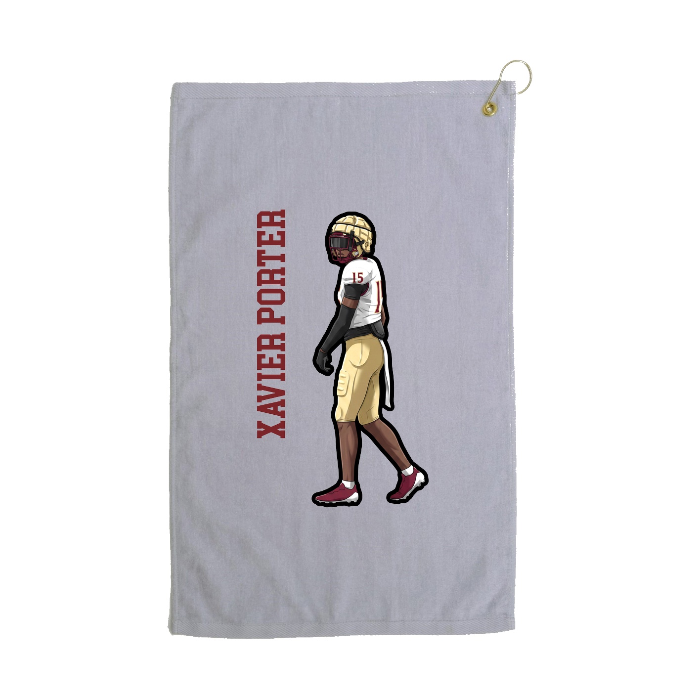 Golf Towel — Name Vertical in Grey