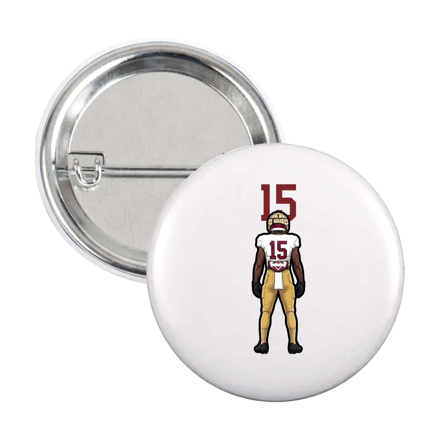 Game Day Button — Number Top in White