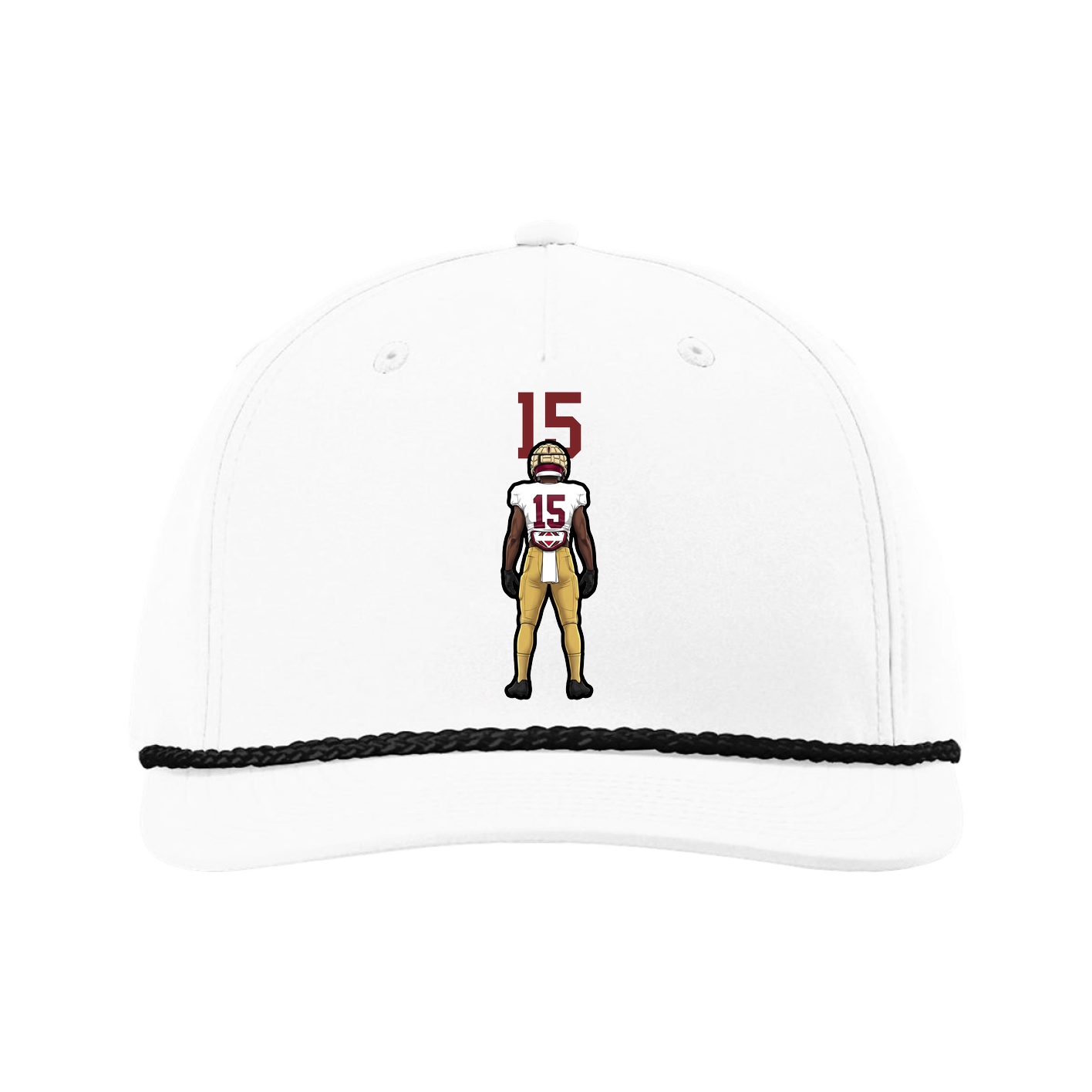 Five-Panel Classic Rope Cap — Number Top in White