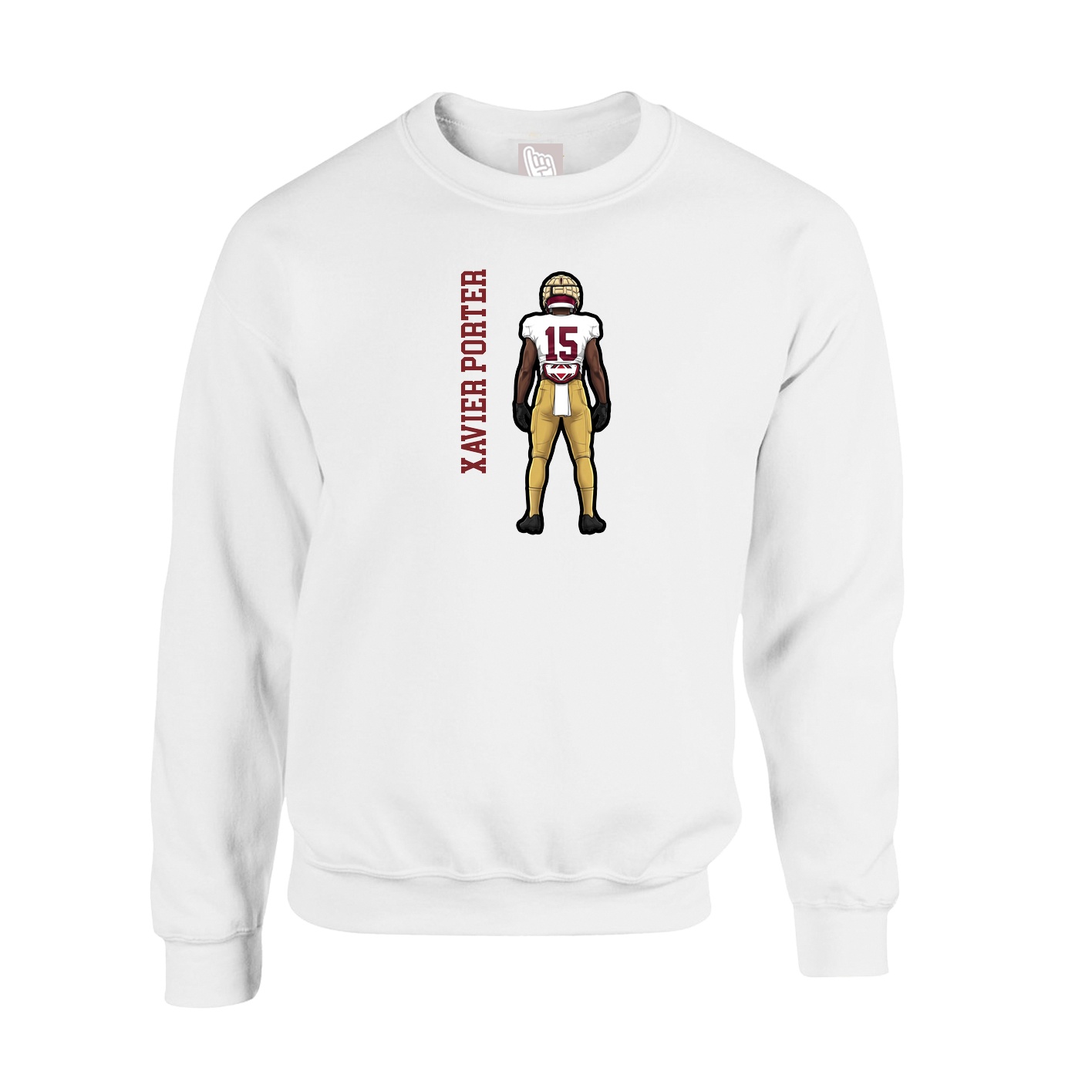 Fleece Crew — Name Vertical in White