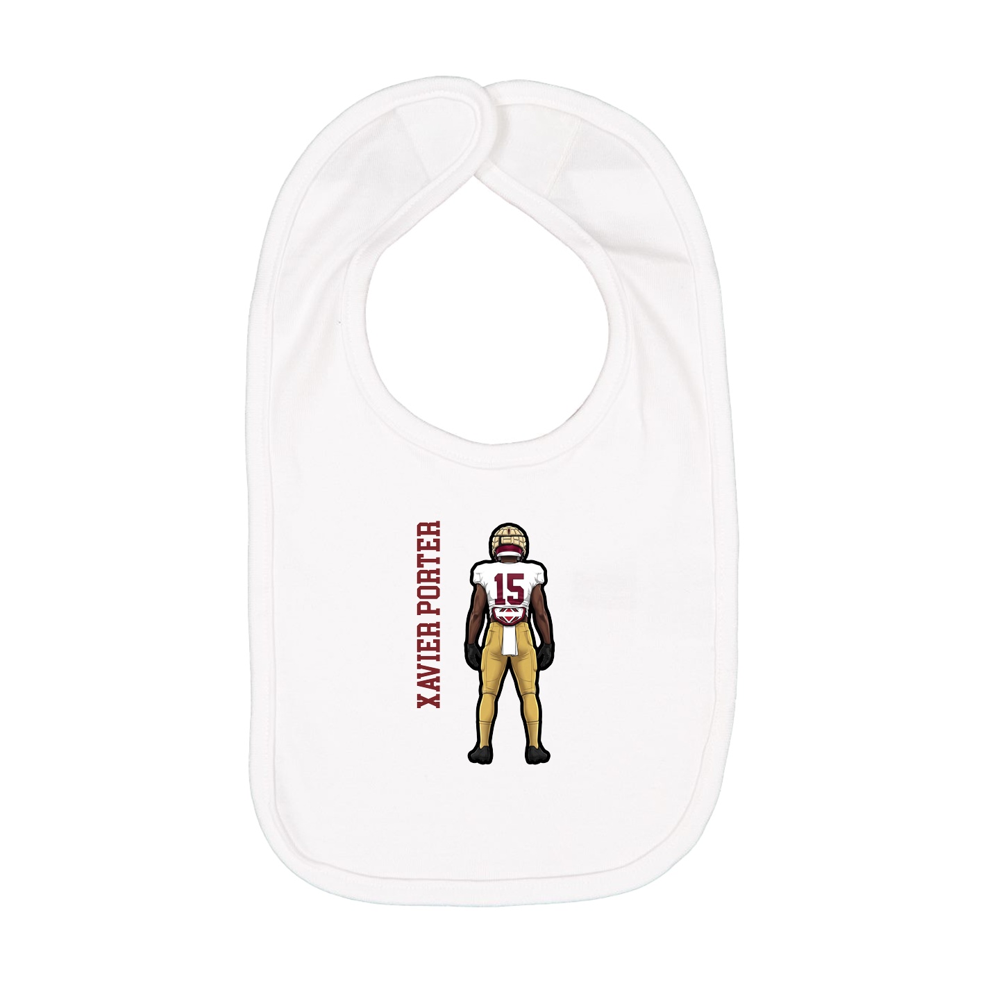 Infant Bib — Name Vertical in White