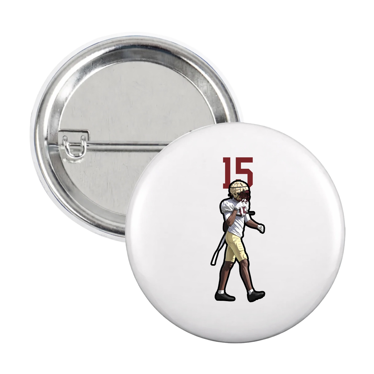 Game Day Button — Number Top in White