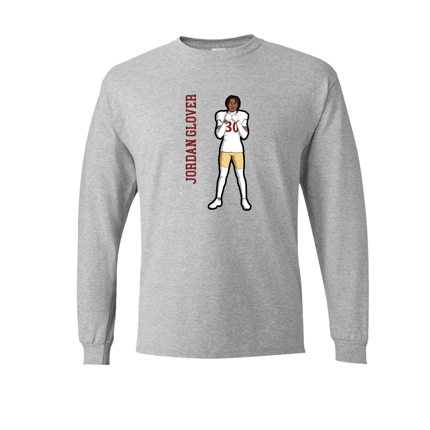 Long Sleeve Tee — Name Vertical in Grey