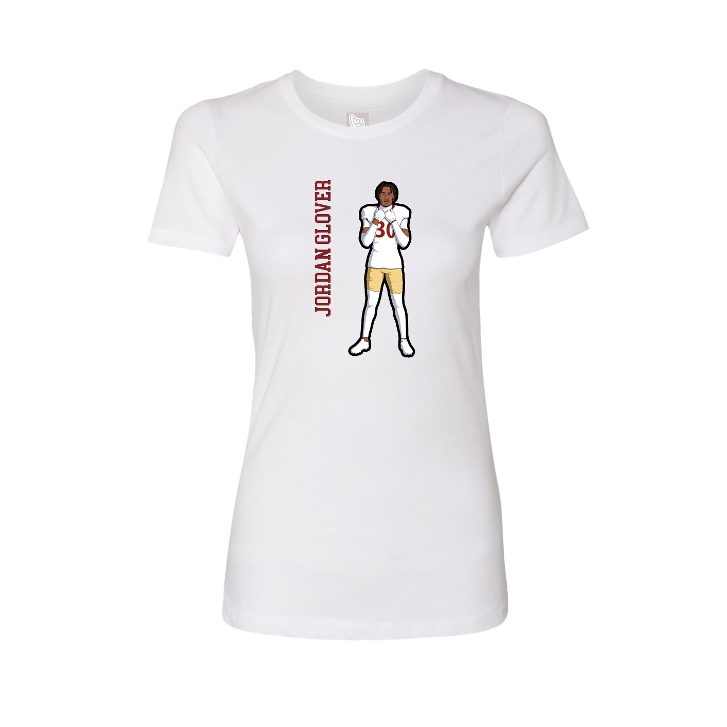 Womens Tee — Name Vertical in White