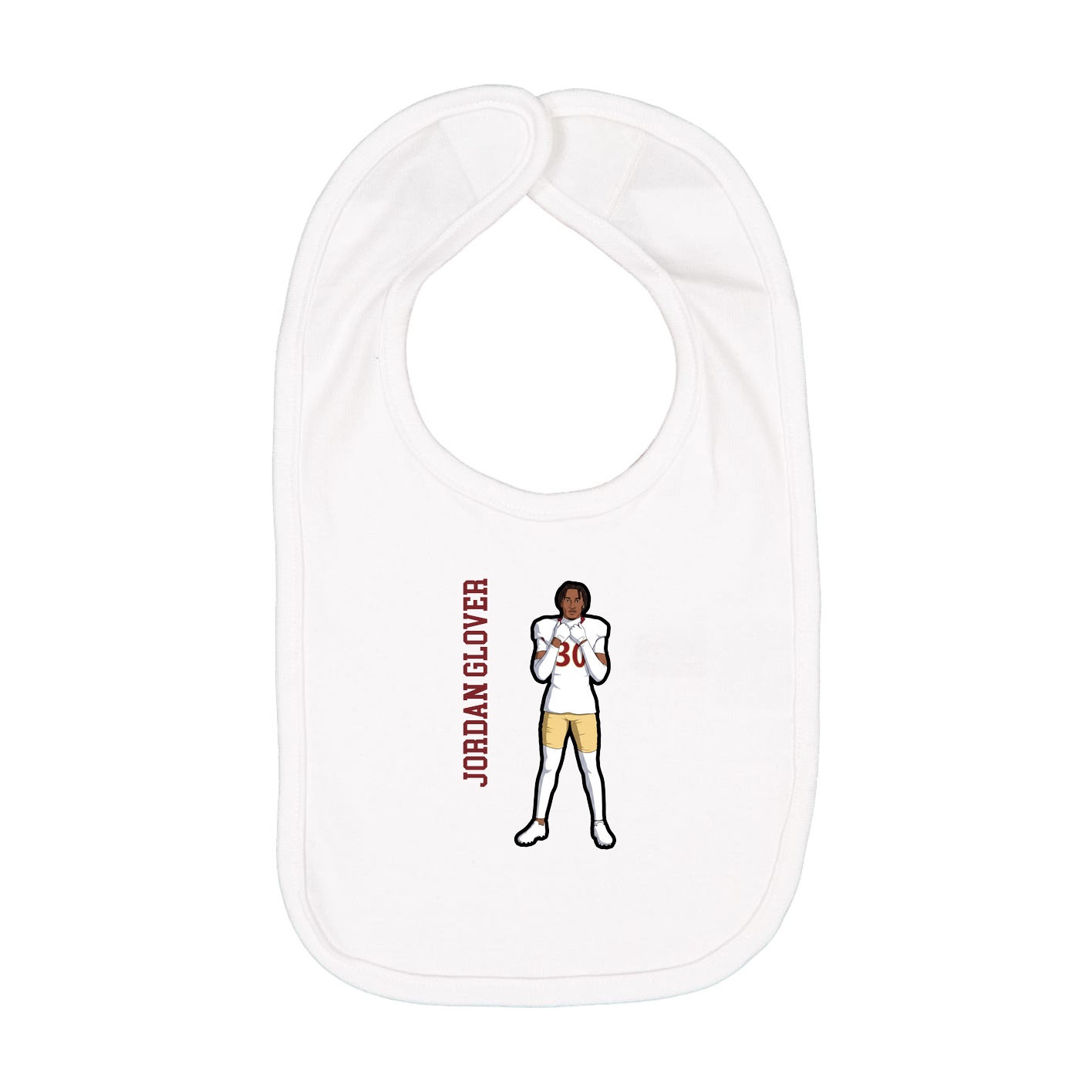 Infant Bib — Name Vertical in White