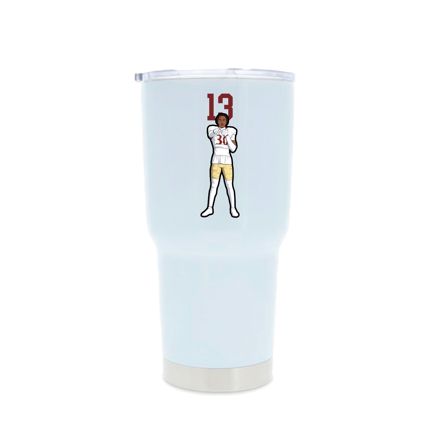 30oz Stainless Steel Tumbler — Number Top in White