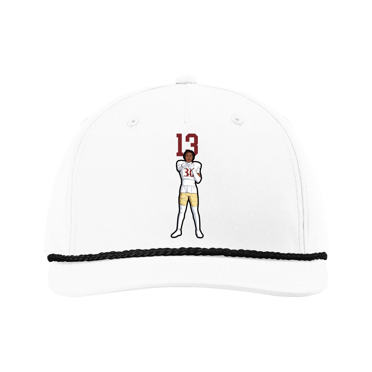 Five-Panel Classic Rope Cap — Number Top in White
