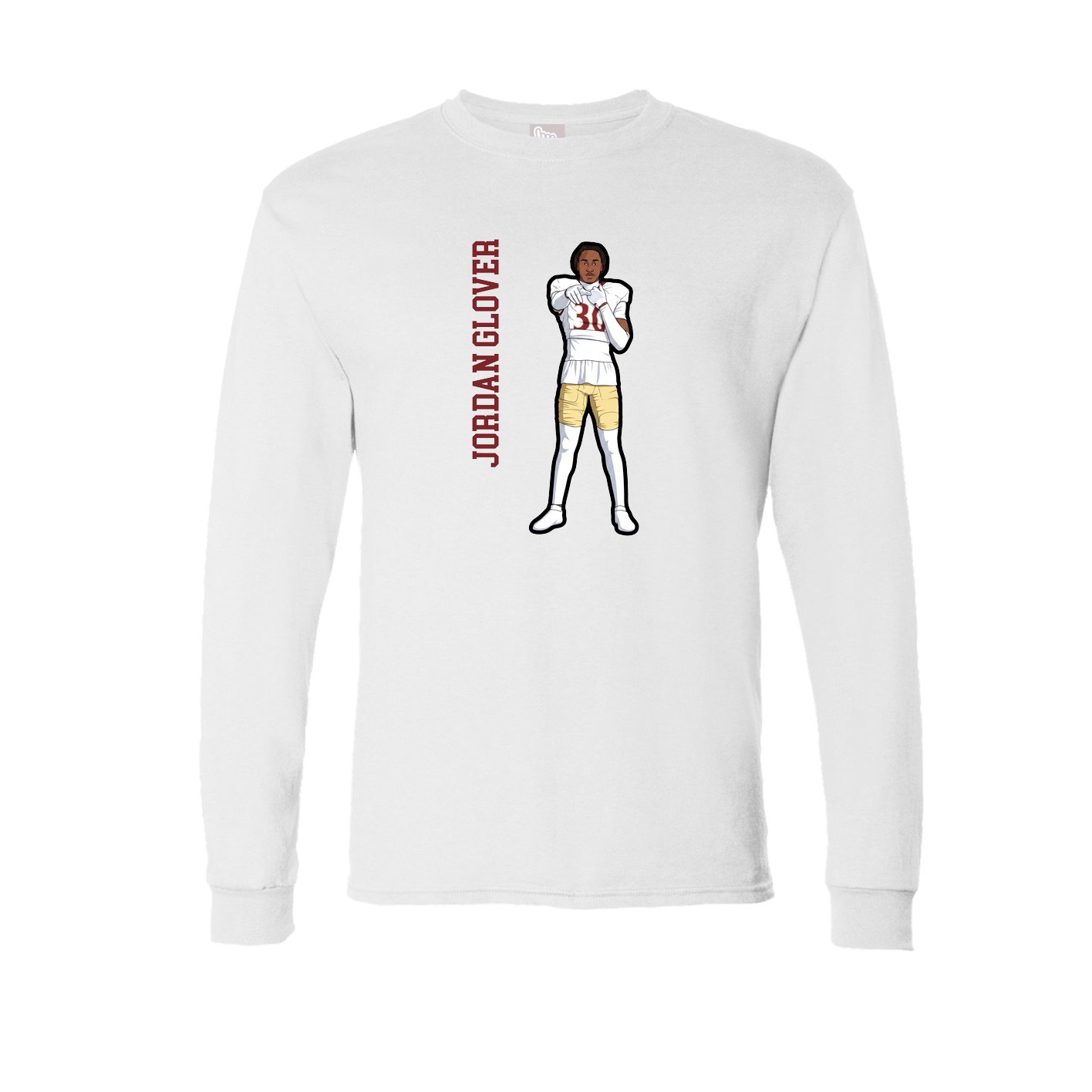 Long Sleeve Tee — Name Vertical in White