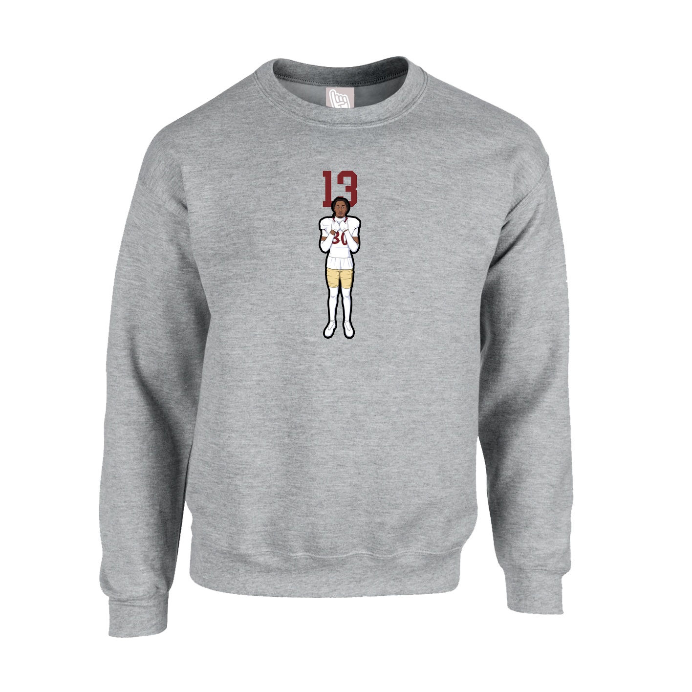 Fleece Crew — Number Top in Grey