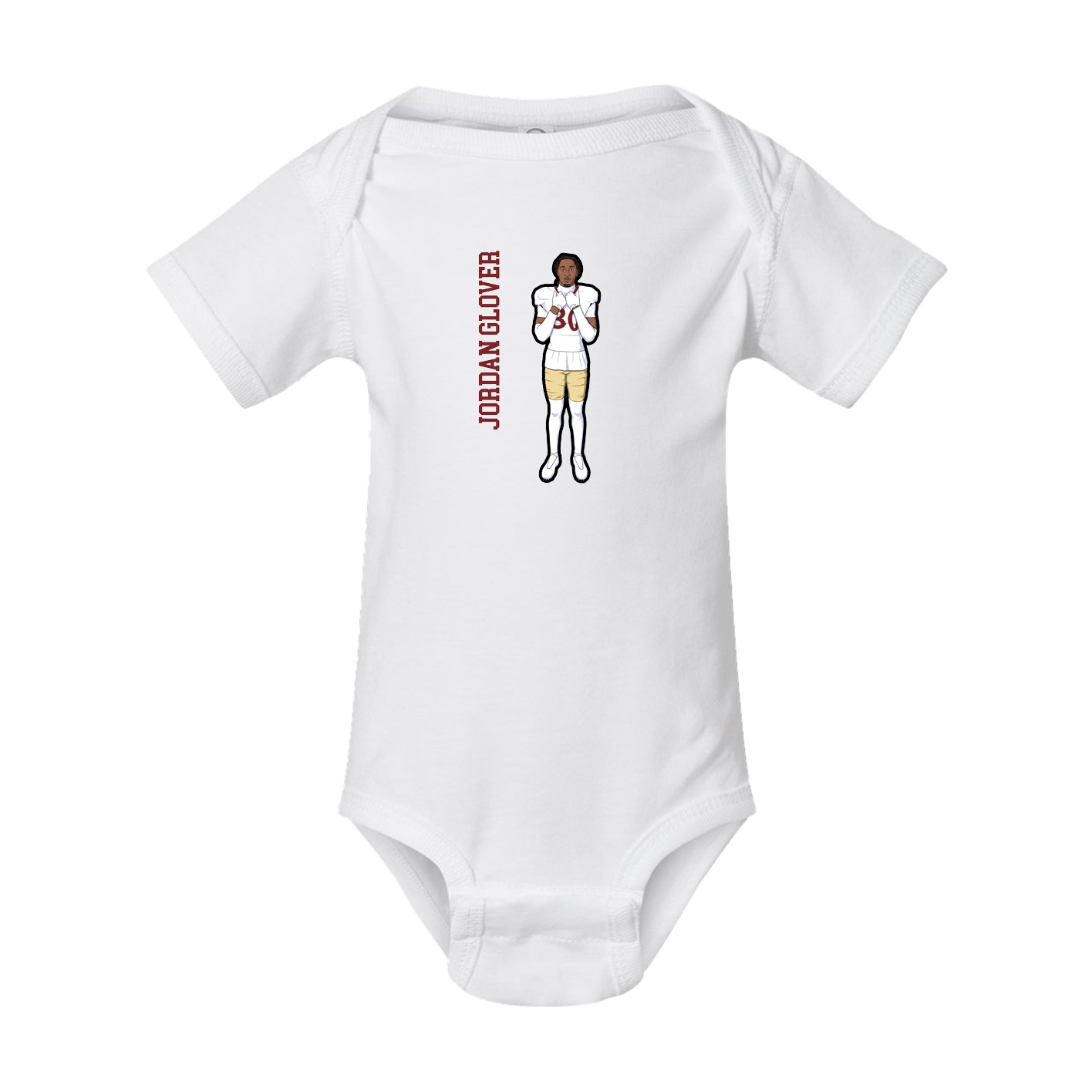 Baby Onesie — Name Vertical in White