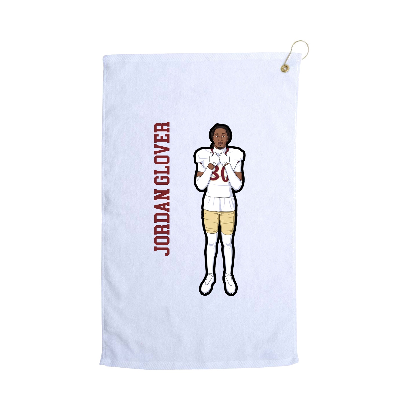 Golf Towel — Name Vertical in White