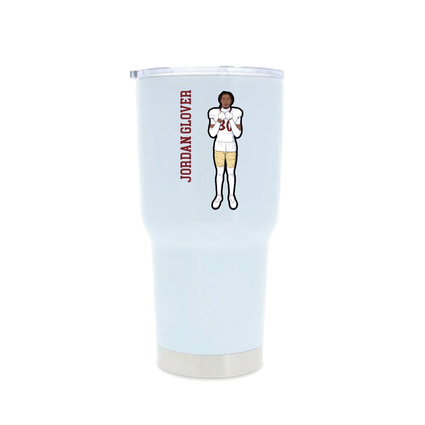 30oz Stainless Steel Tumbler — Name Vertical in White