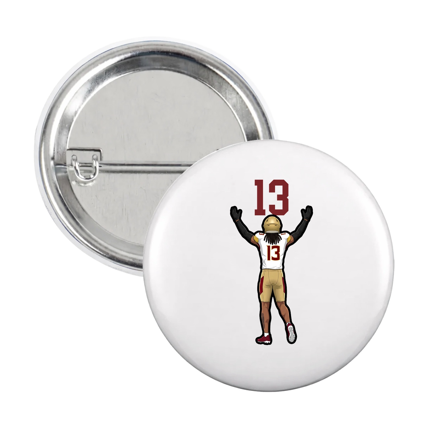 Game Day Button — Number Top in White