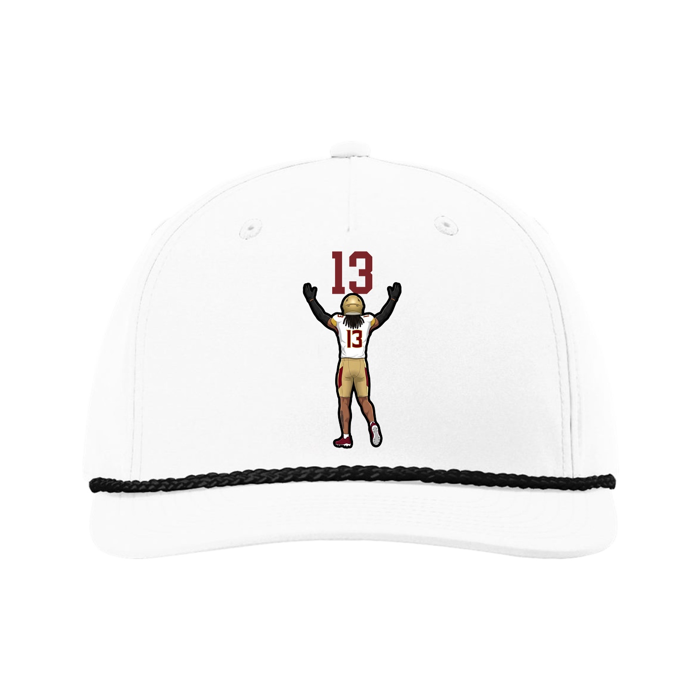Five-Panel Classic Rope Cap — Number Top in White