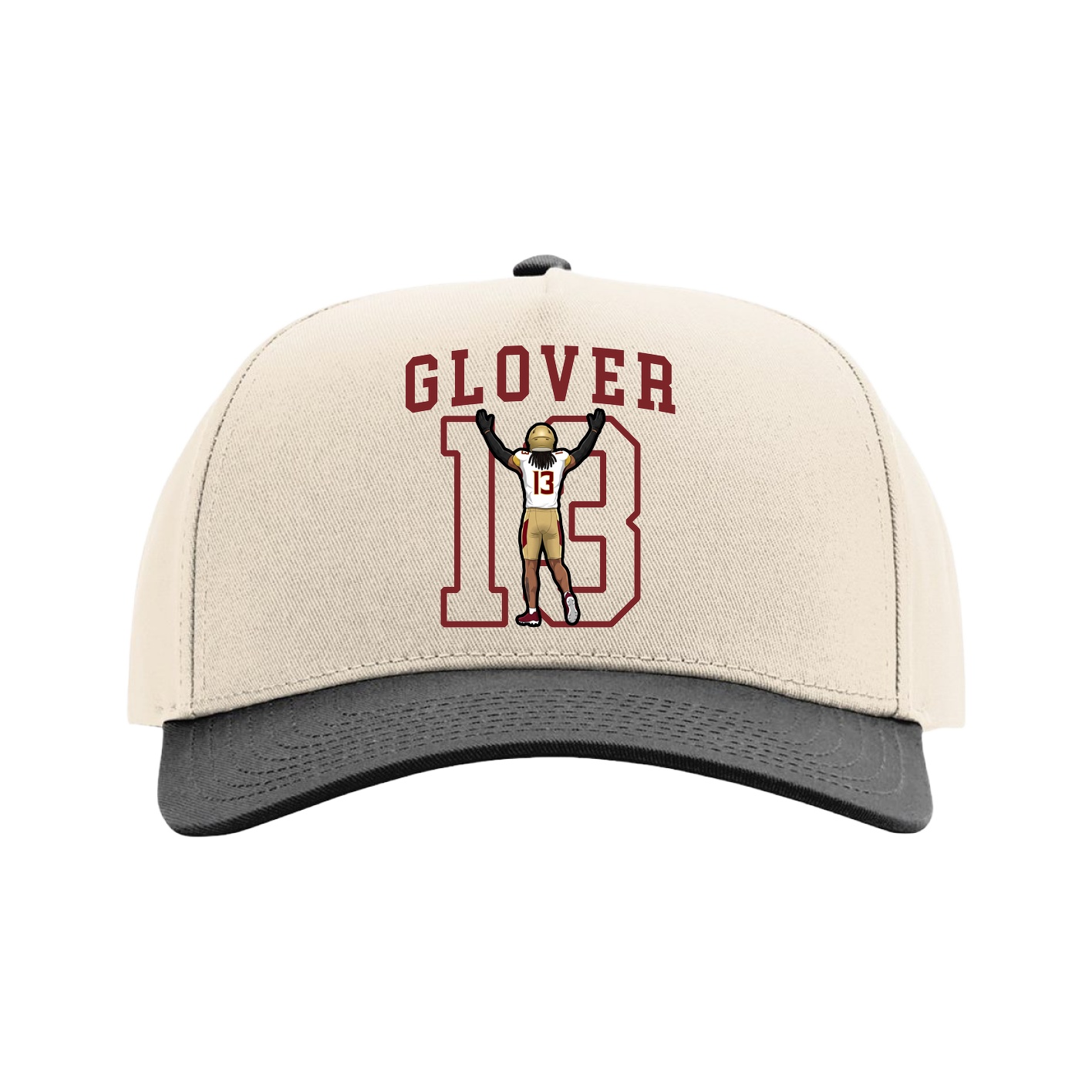 Full Fabric Five-Panel Champ Cap — Shirsey in Cream/Black