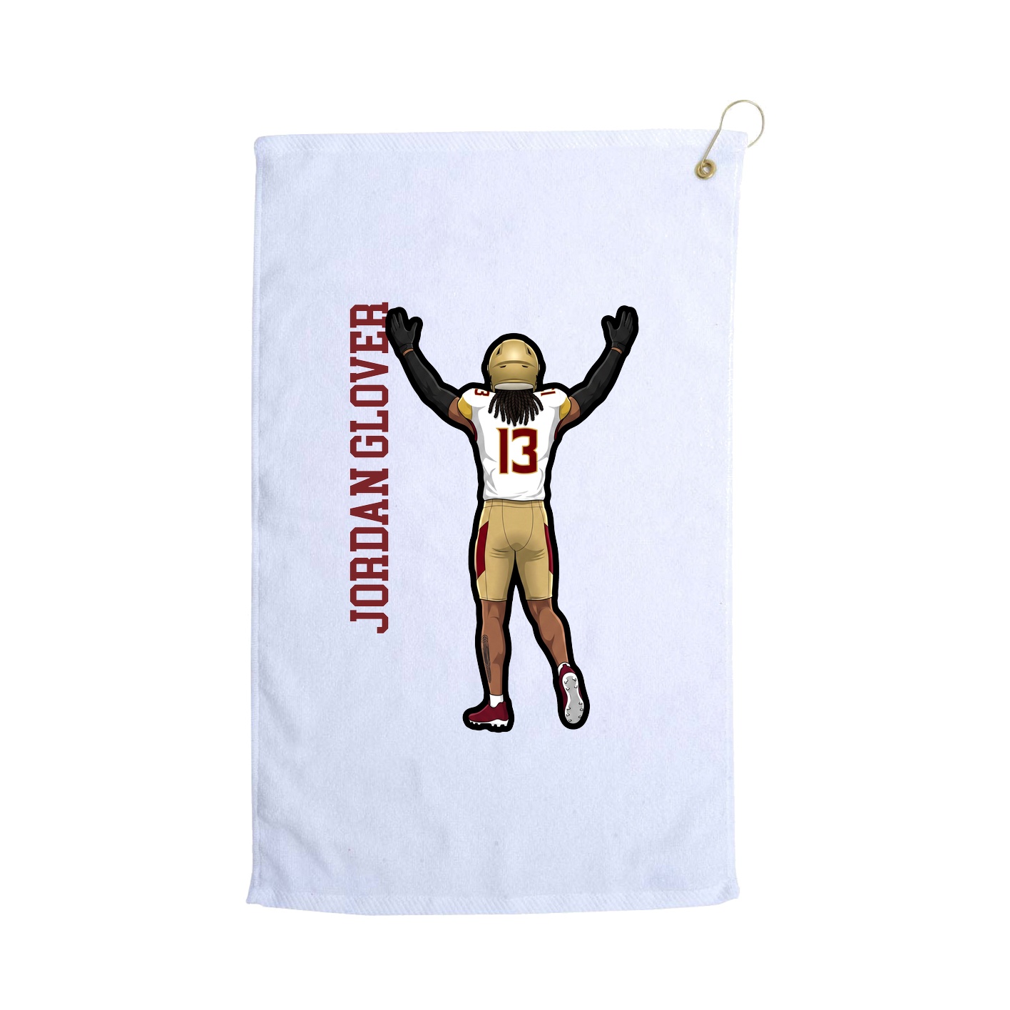 Golf Towel — Name Vertical in White