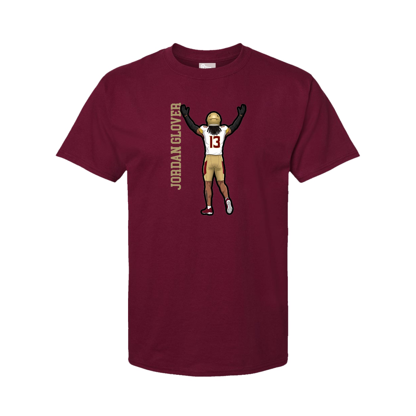 Youth Tee — Name Vertical in Cardinal
