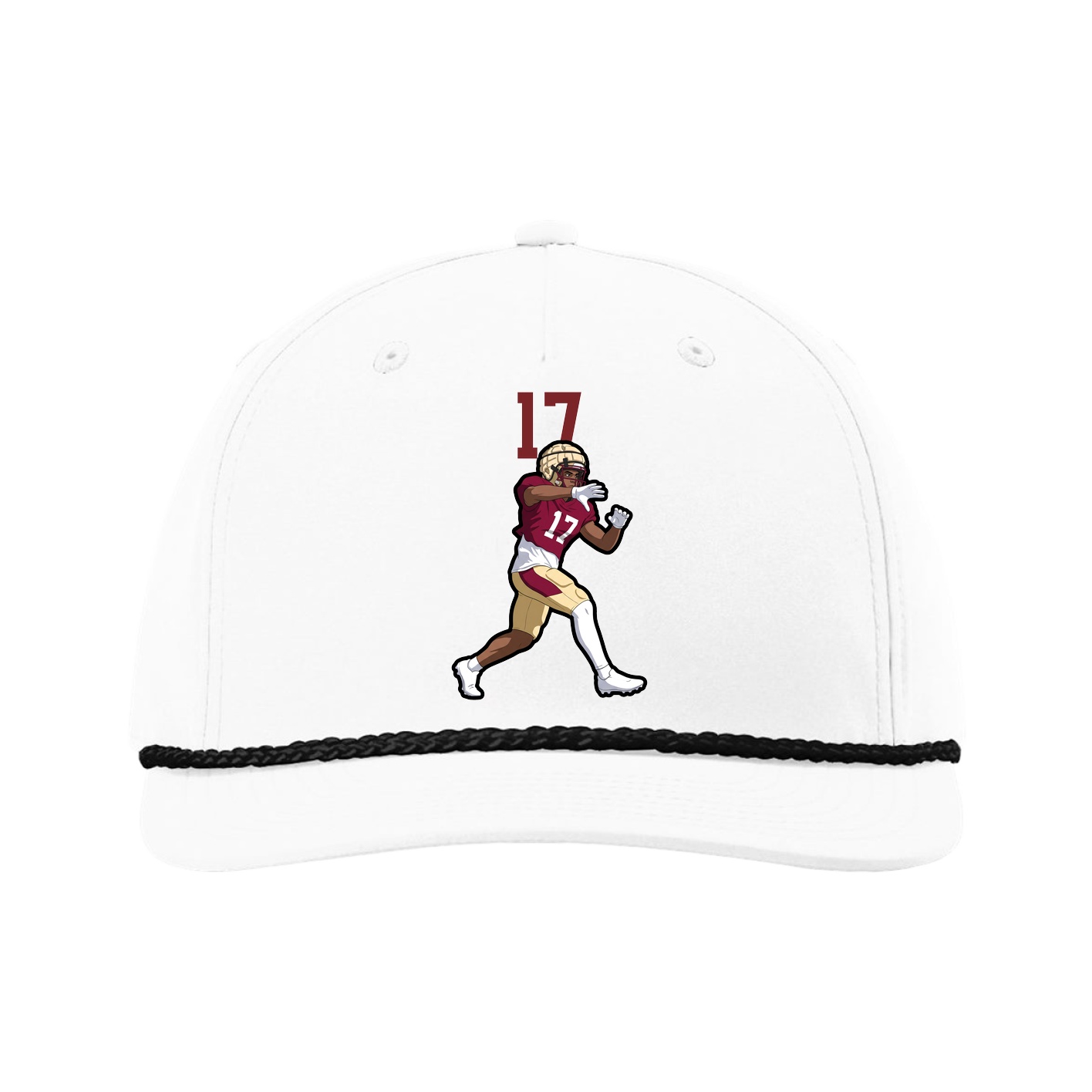 Five-Panel Classic Rope Cap — Number Top in White