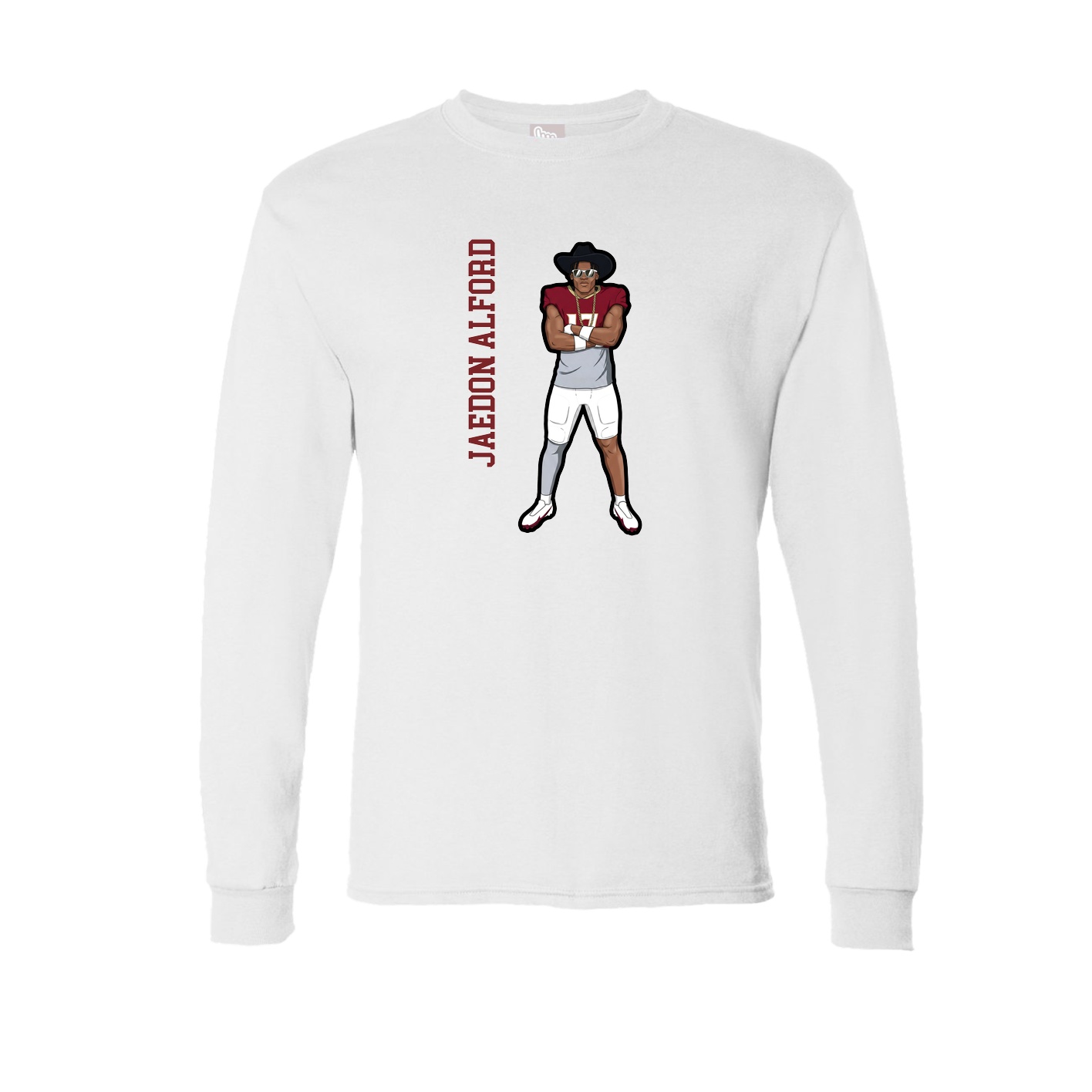 Long Sleeve Tee — Name Vertical in White