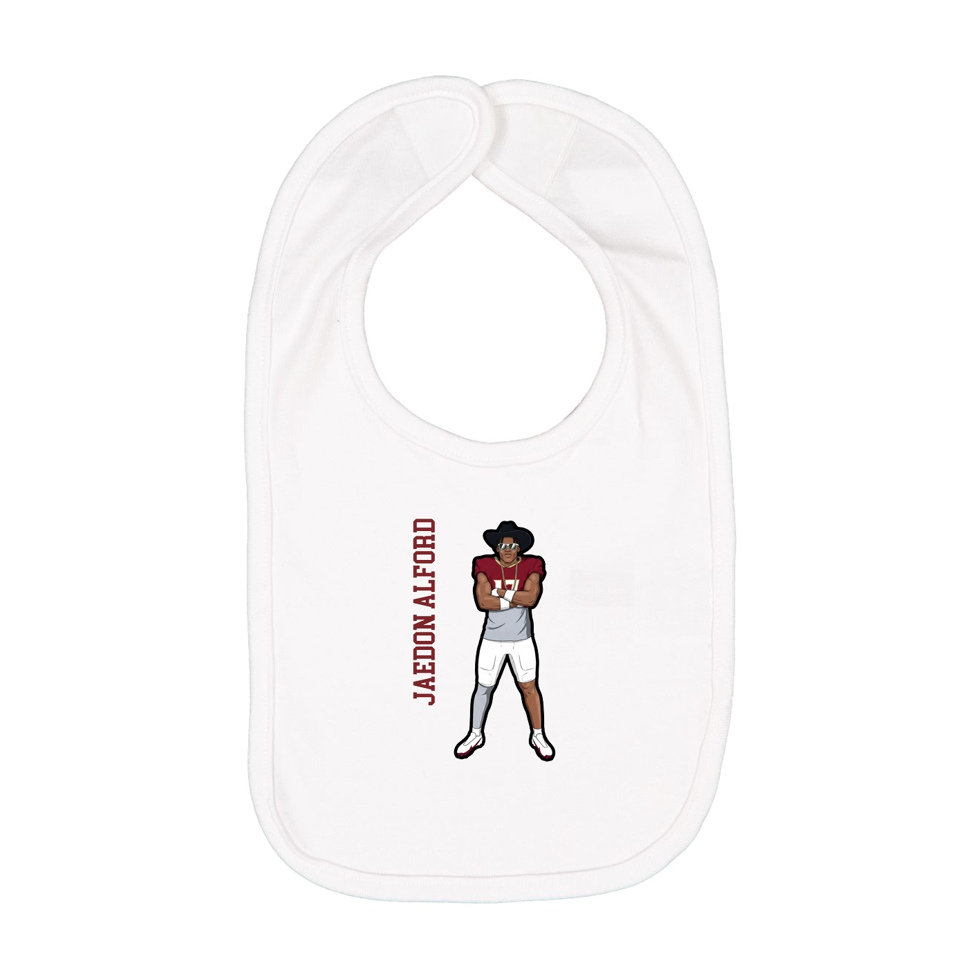 Infant Bib — Name Vertical in White