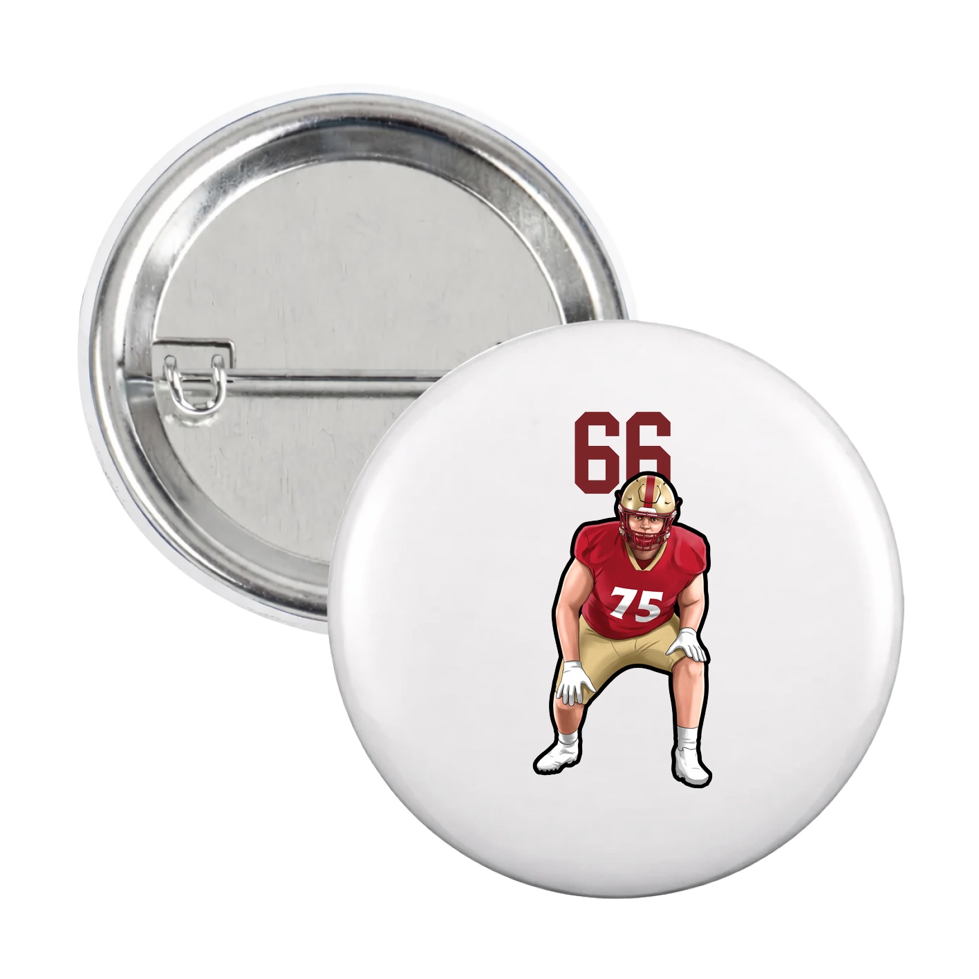 Game Day Button — Number Top in White
